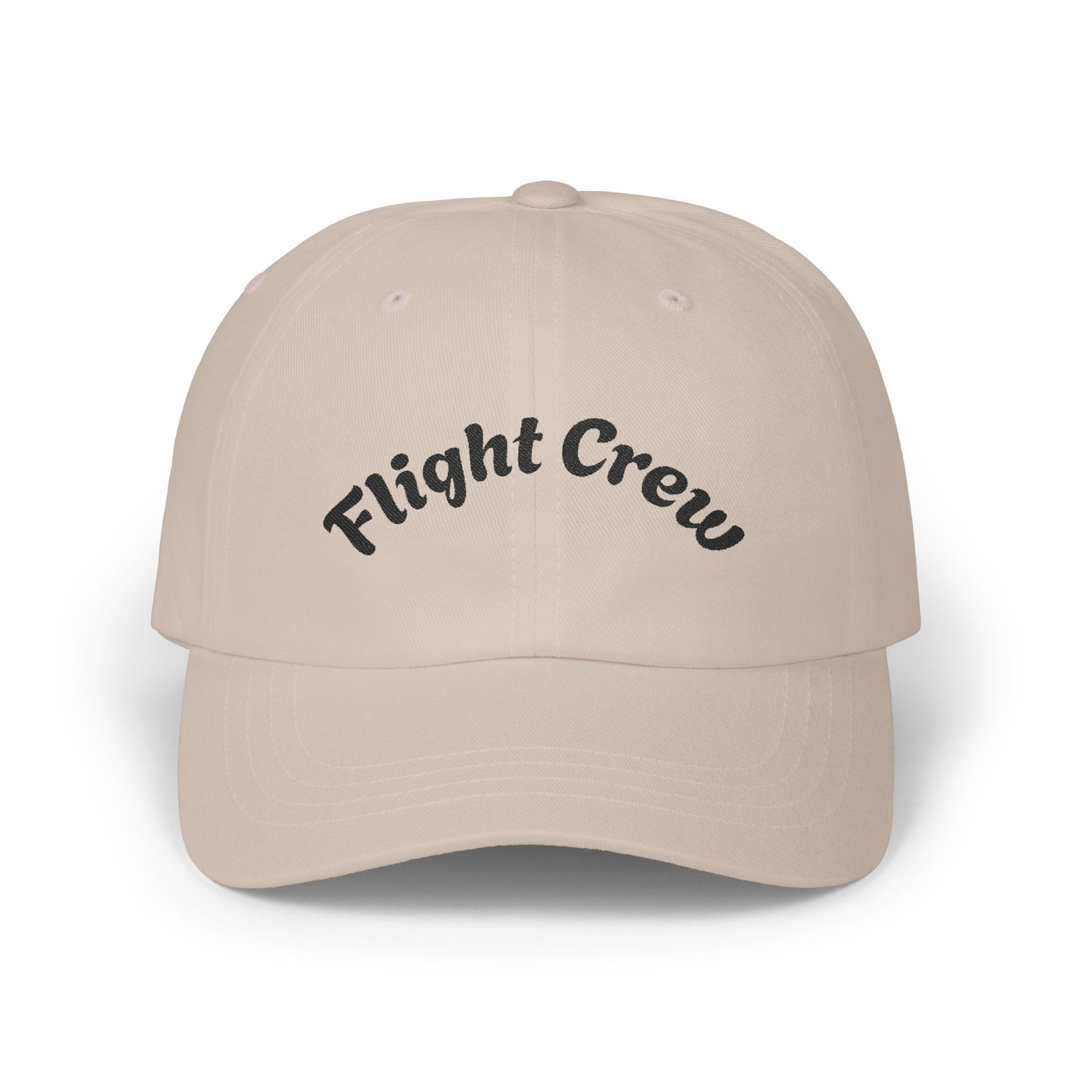 Beige cap with 'Flight Crew' text on a white background