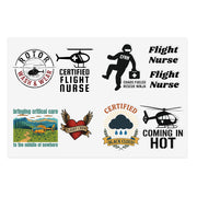 Collection of CFRN flight nurse-themed stickers on a white background by Rotor Wash & Wear