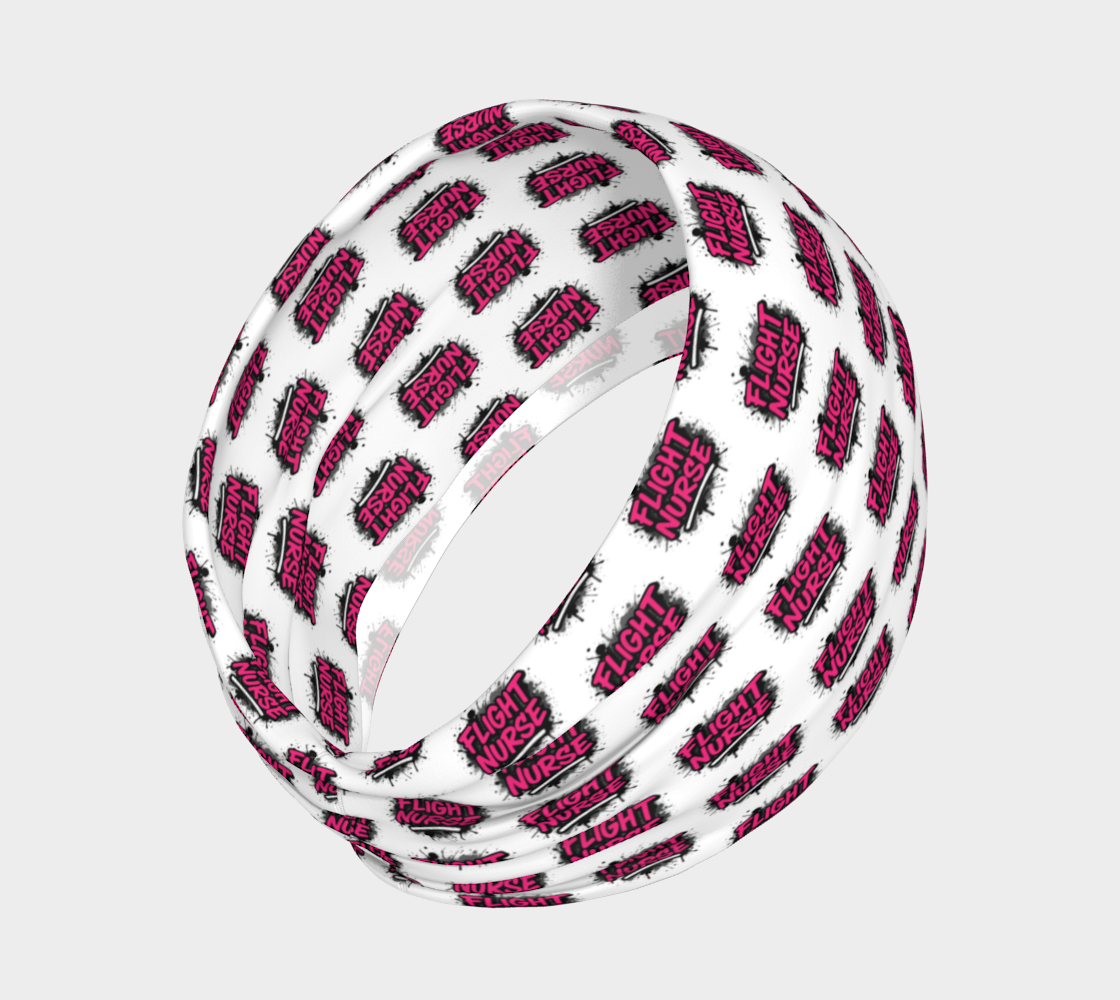 White headband with 'Flight Nurse' pattern on a white background