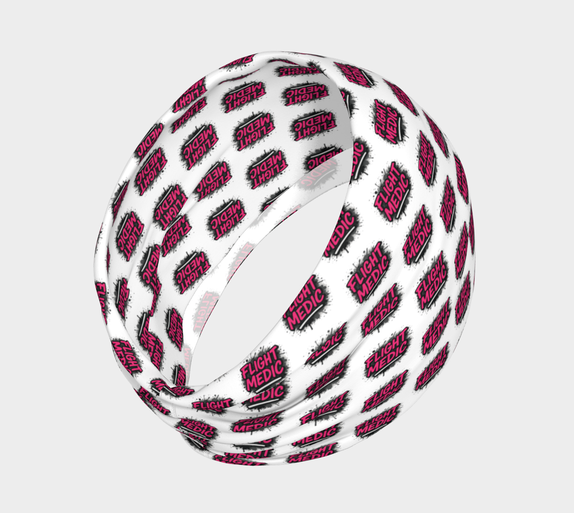 White headband with 'Fight Medic' logo pattern on a light gray background