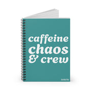 "Caffeine, Chaos, and Crew" Pocket Spiral Notebook