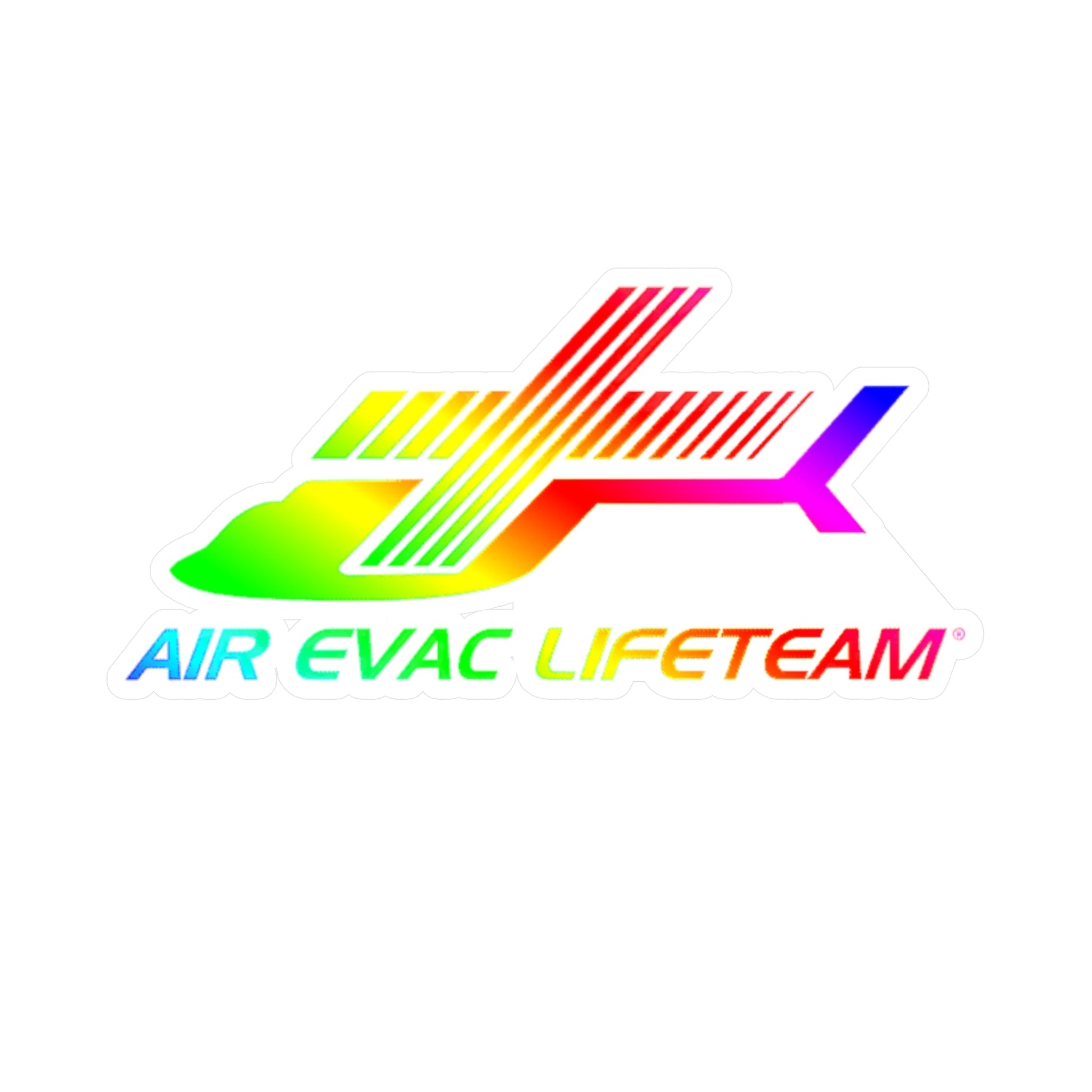 Sticker of a rainbow 'AIR EVAC LIFETEAM' logo
