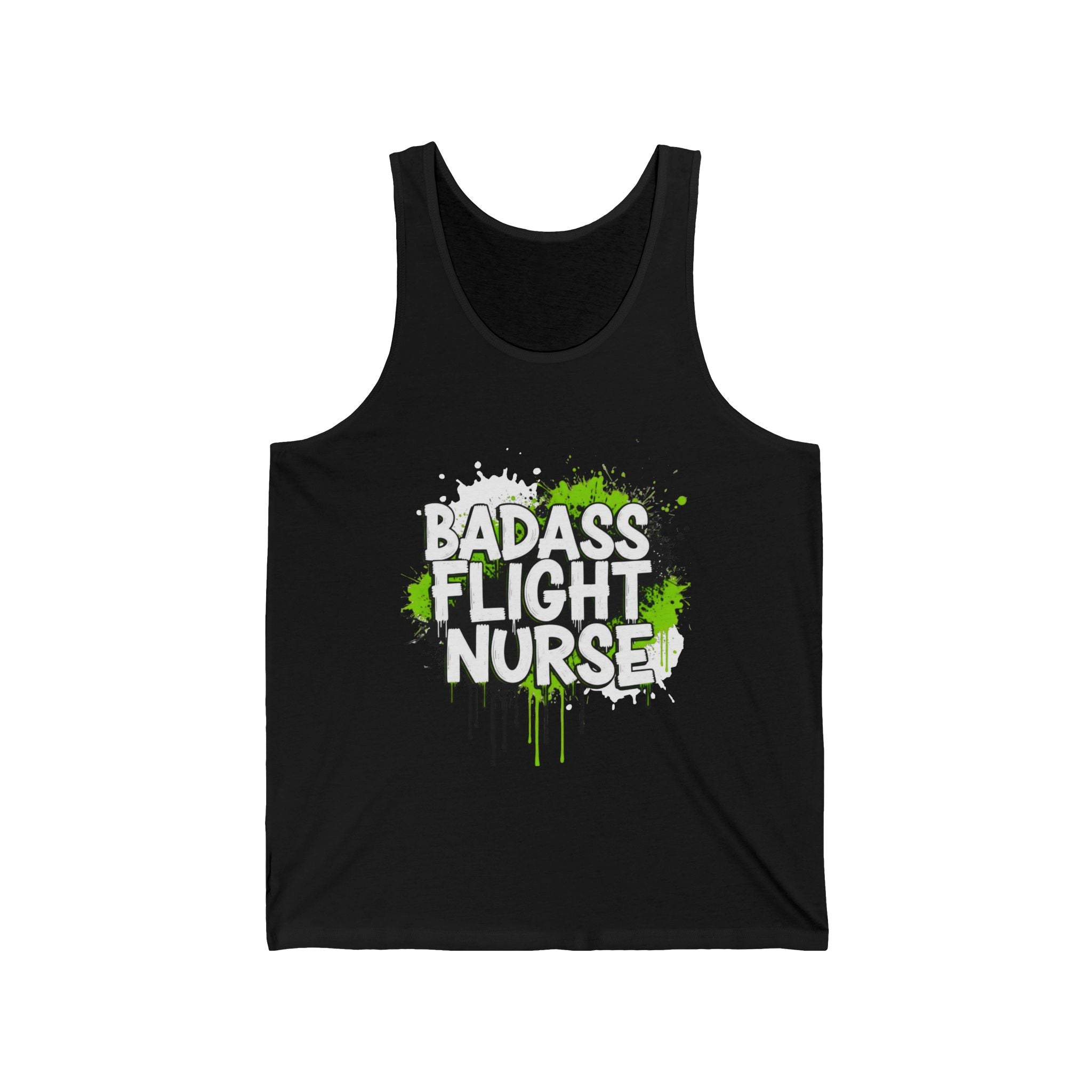 Lime Green Badass Flight Nurse Graffiti Tank