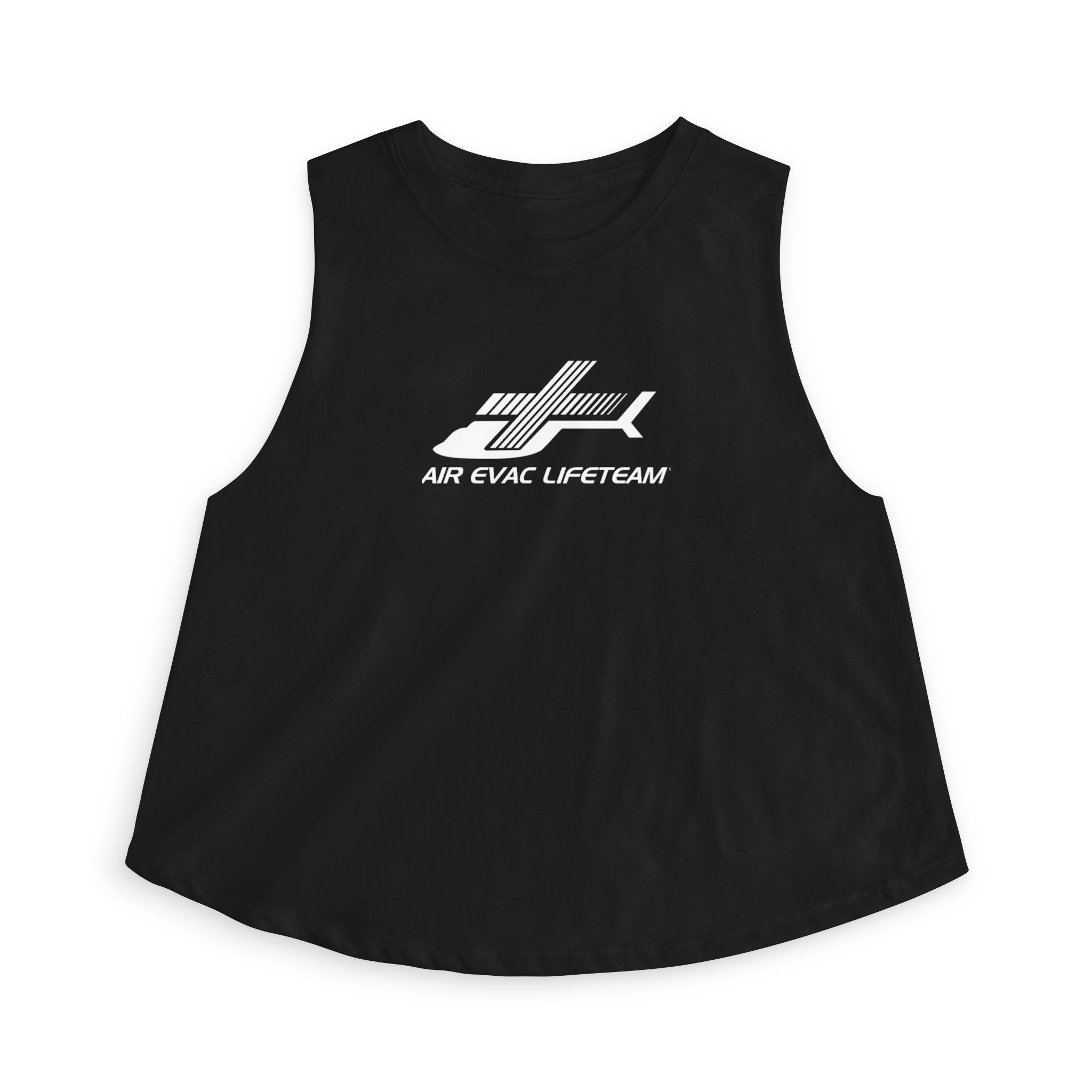 Black sleeveless shirt with 'Air Evac Lifeteam' logo on a white background