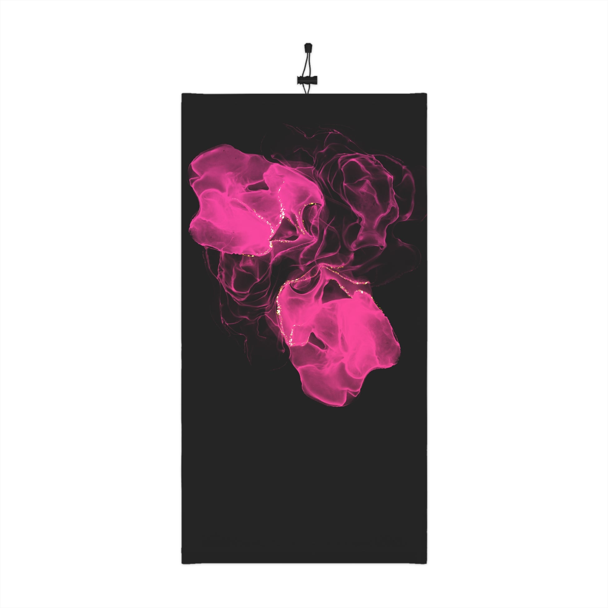 Black neck gaiter with pink smoke pattern by Rotor Wash & Wear
