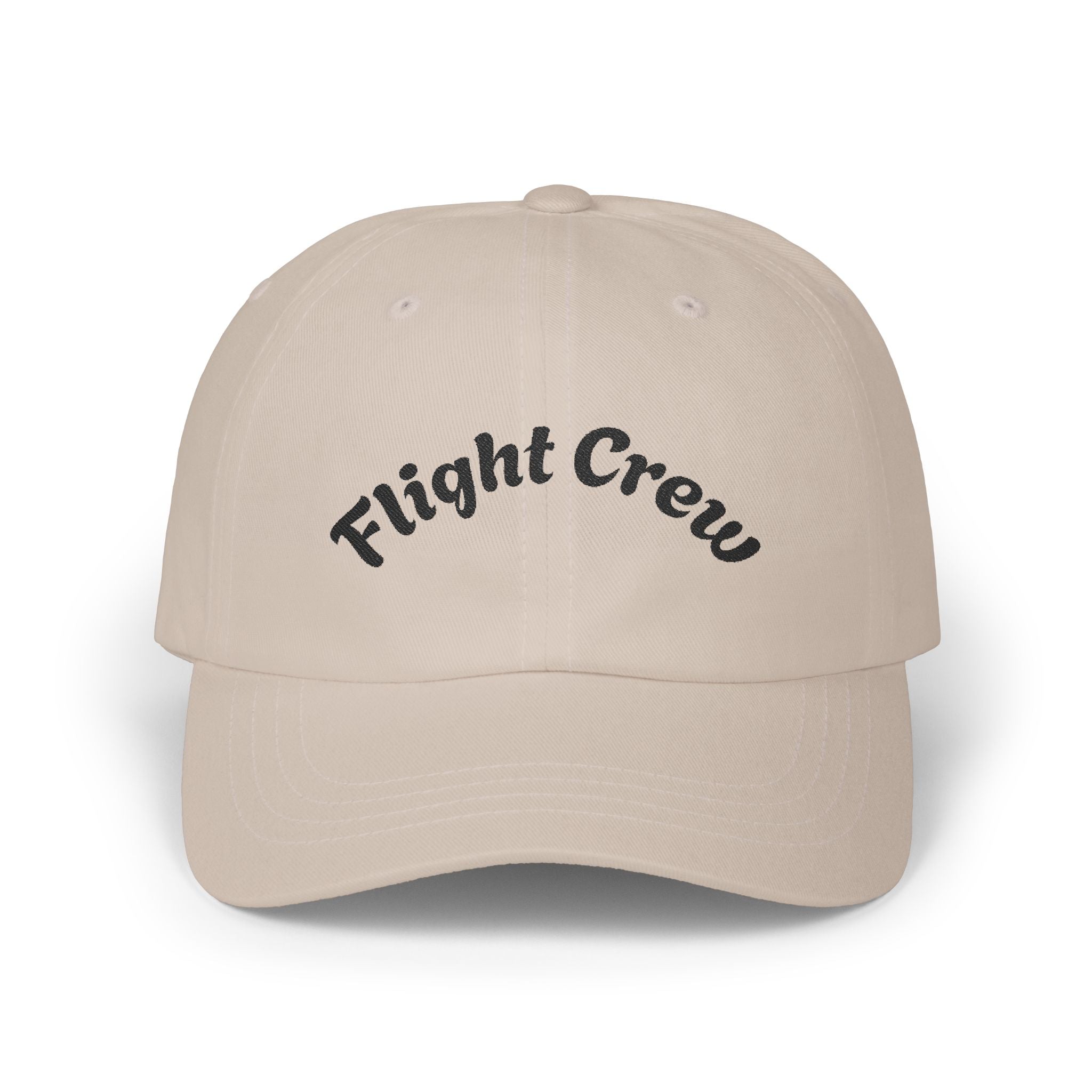 Beige cap with 'Flight Crew' text on a white background