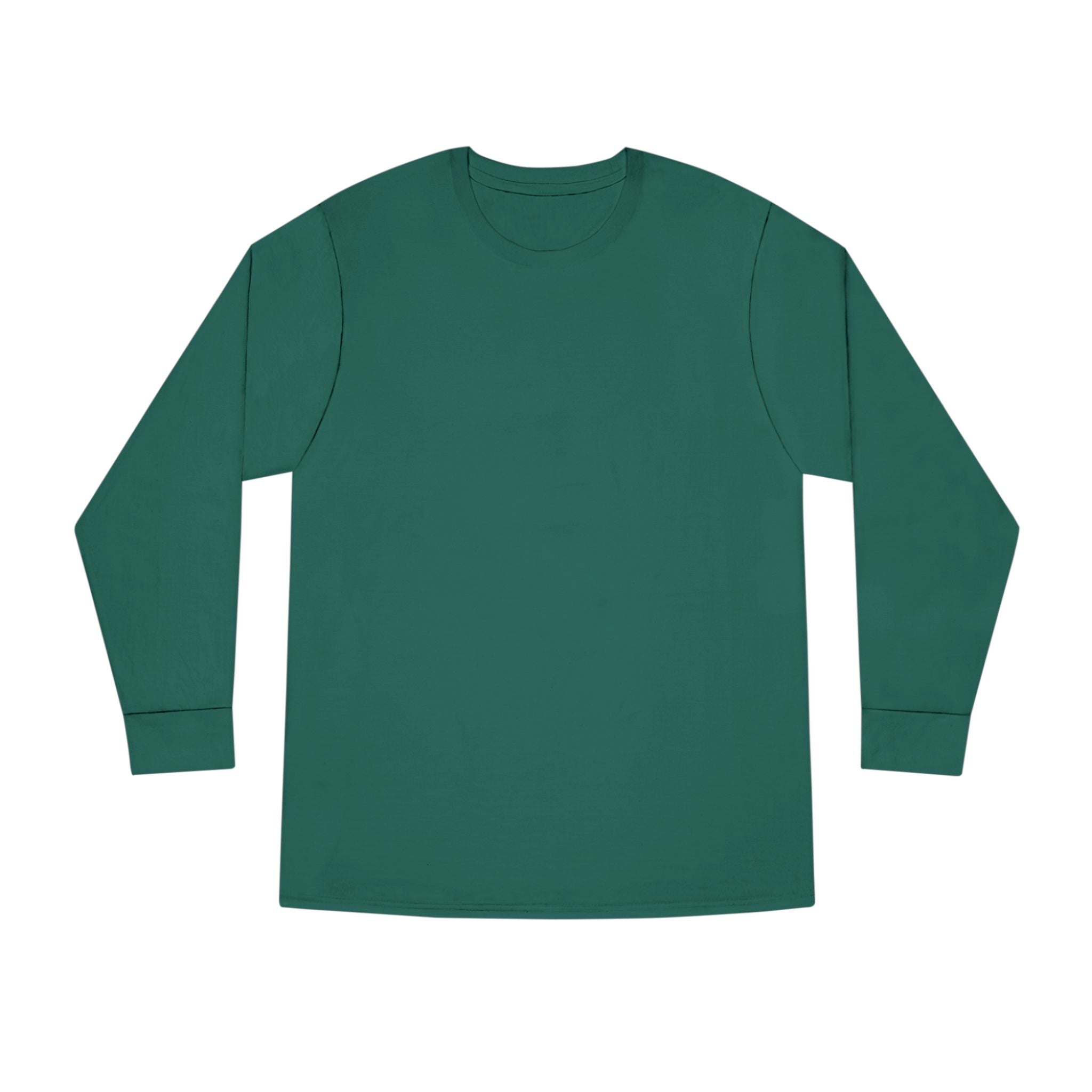 Green long-sleeve shirt on a white background