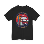 Black t-shirt with Aerocare Las Vegas graphic design by Rotor Wash & Wear