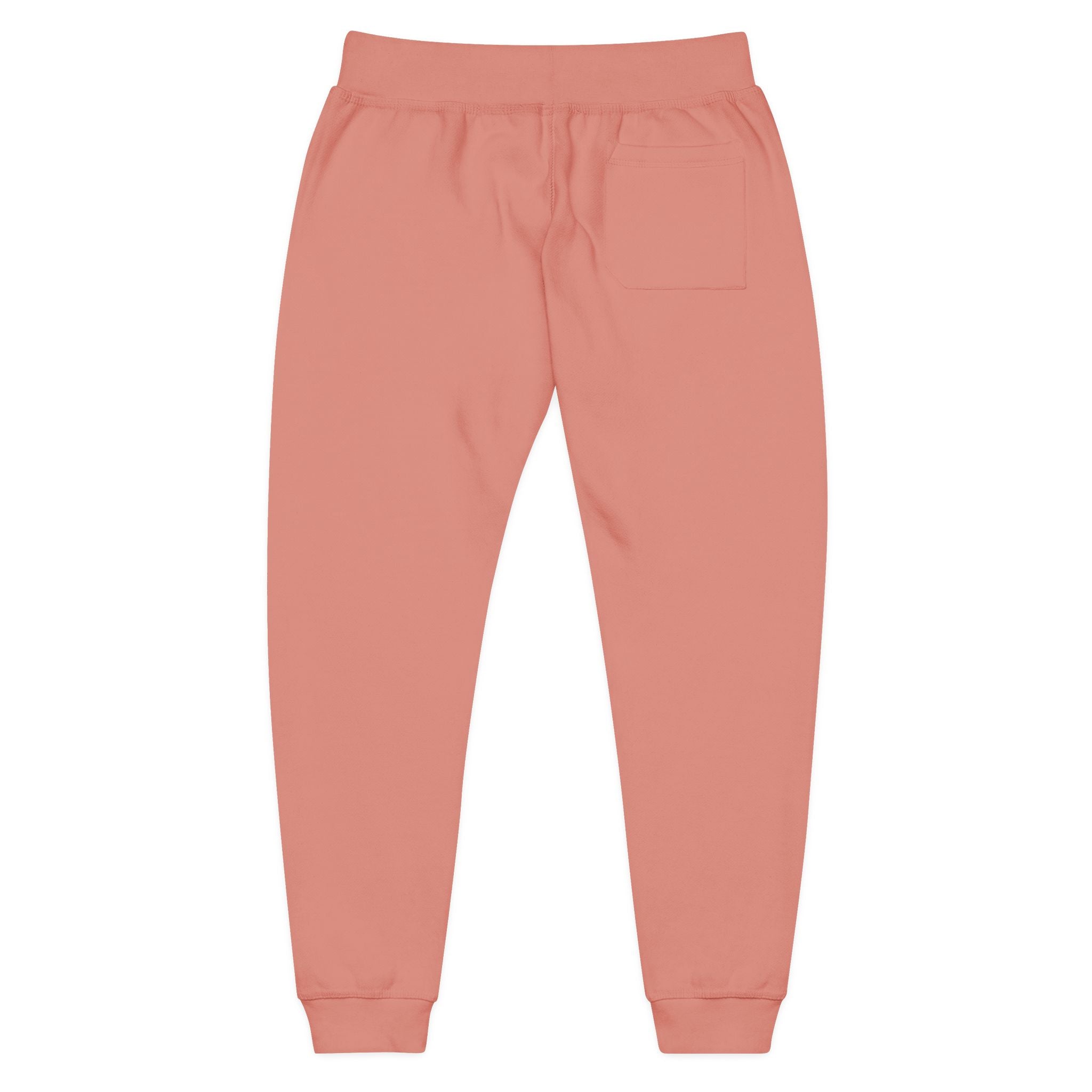 Pair of pink sweatpants on a white background