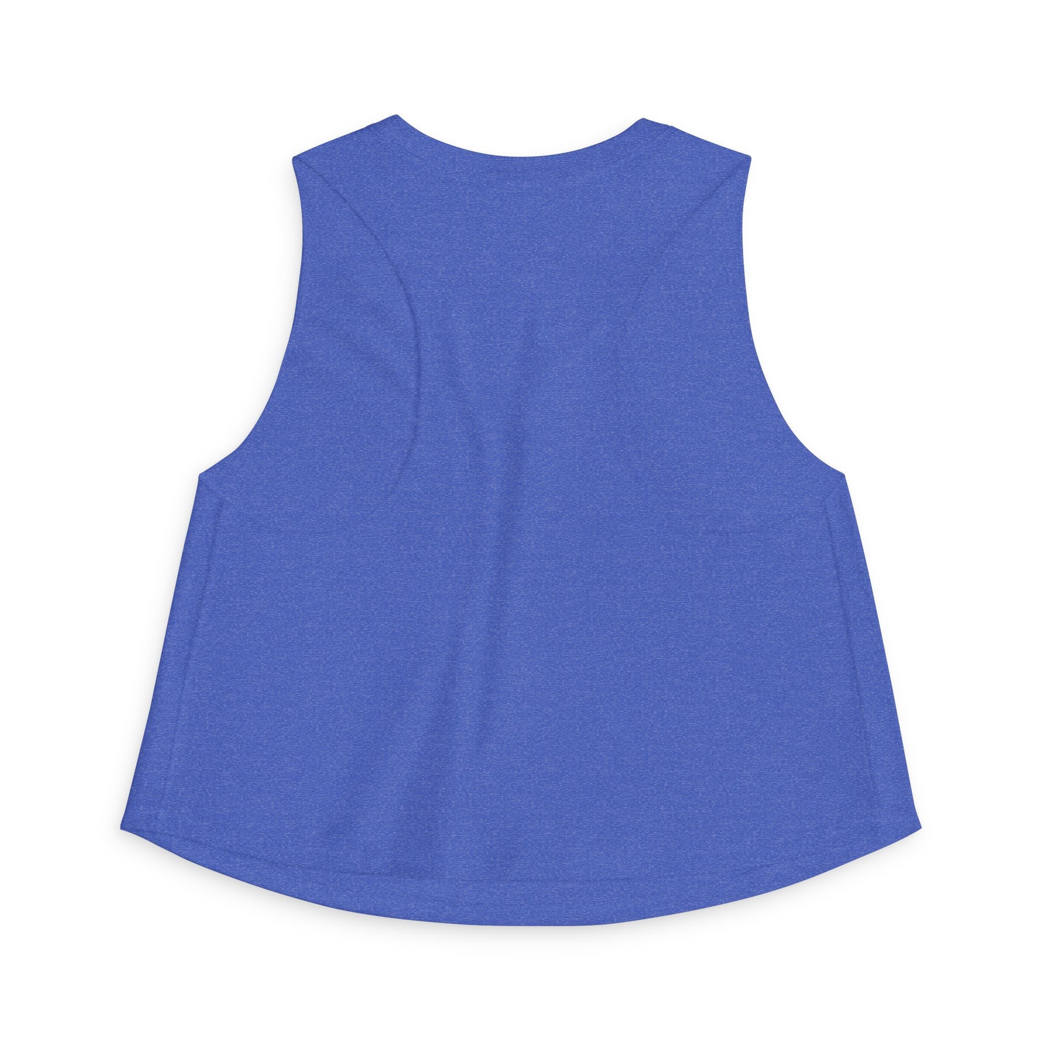 Blue sleeveless top on a white background