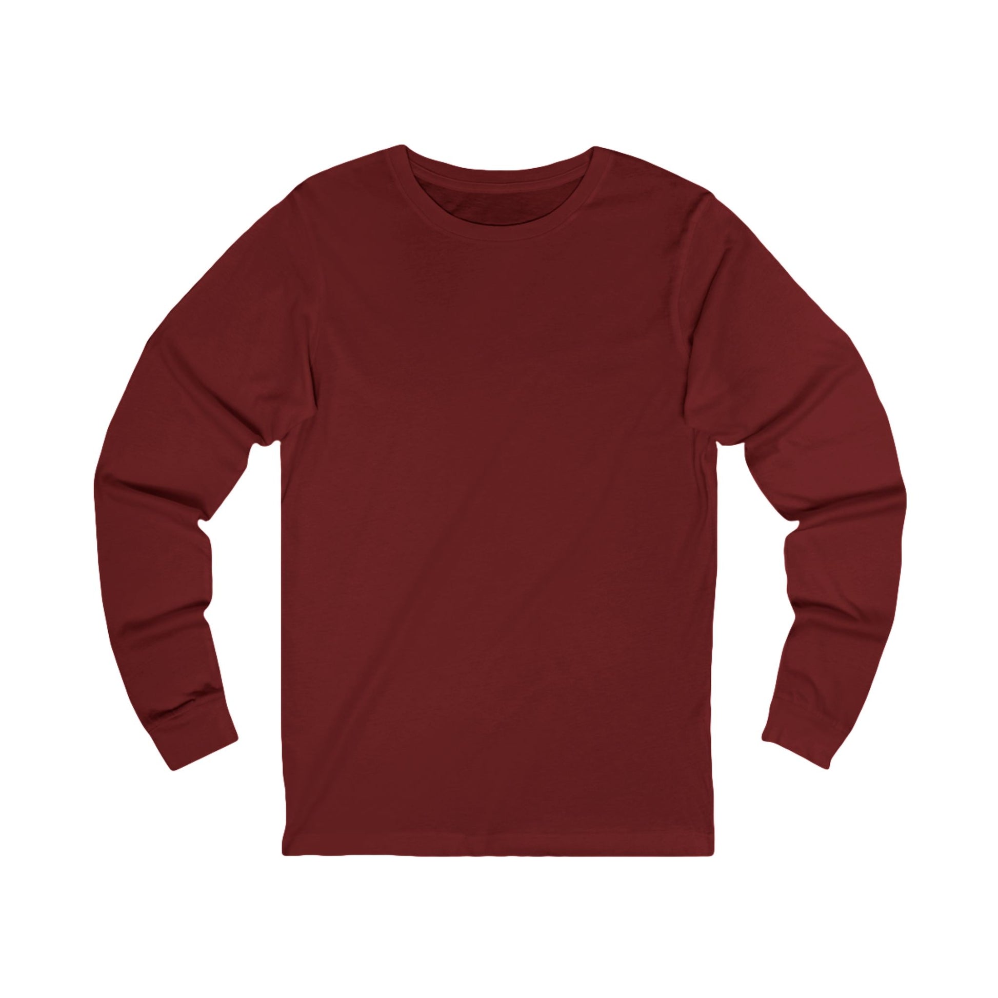 Maroon long-sleeve shirt on a white background