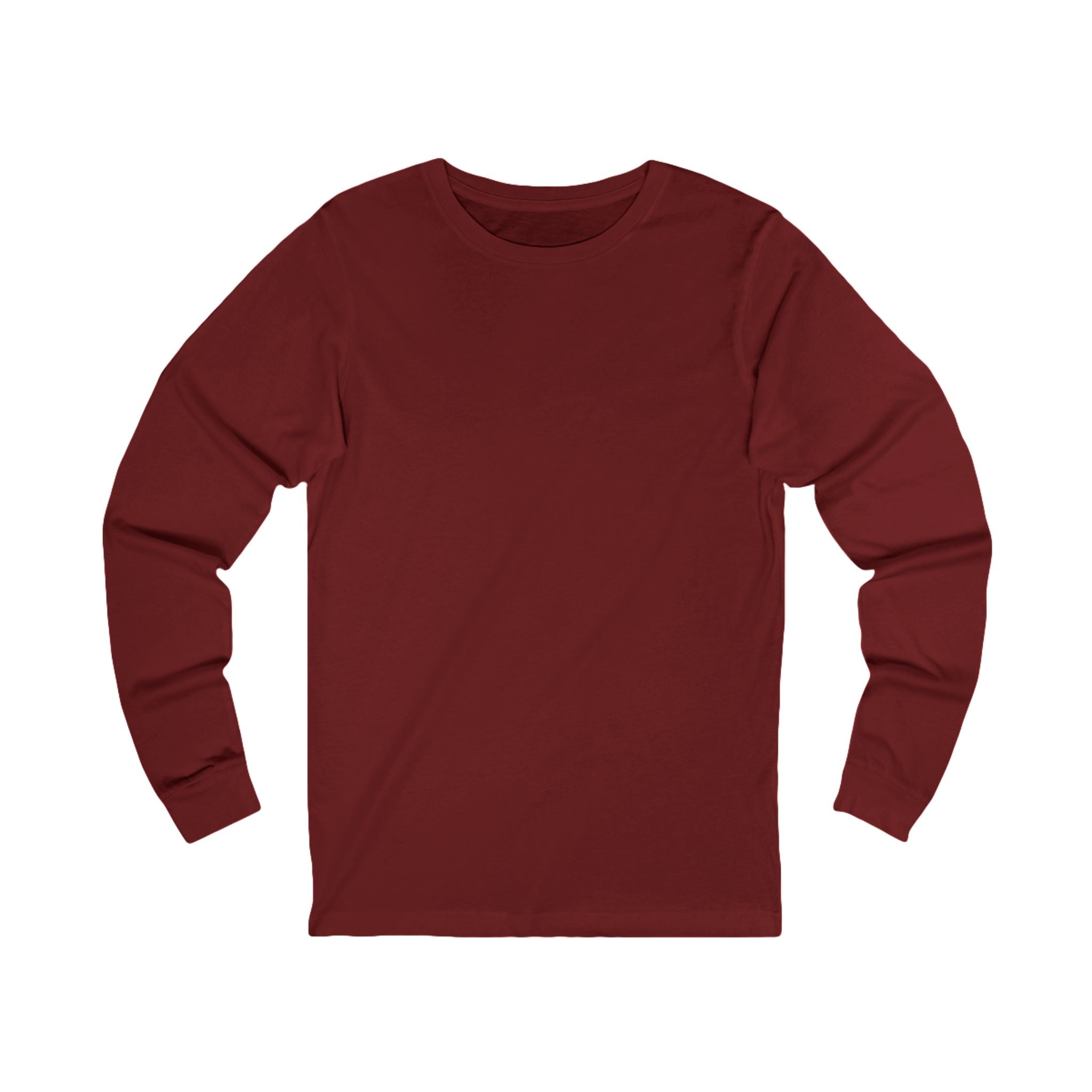Maroon long-sleeve shirt on a white background