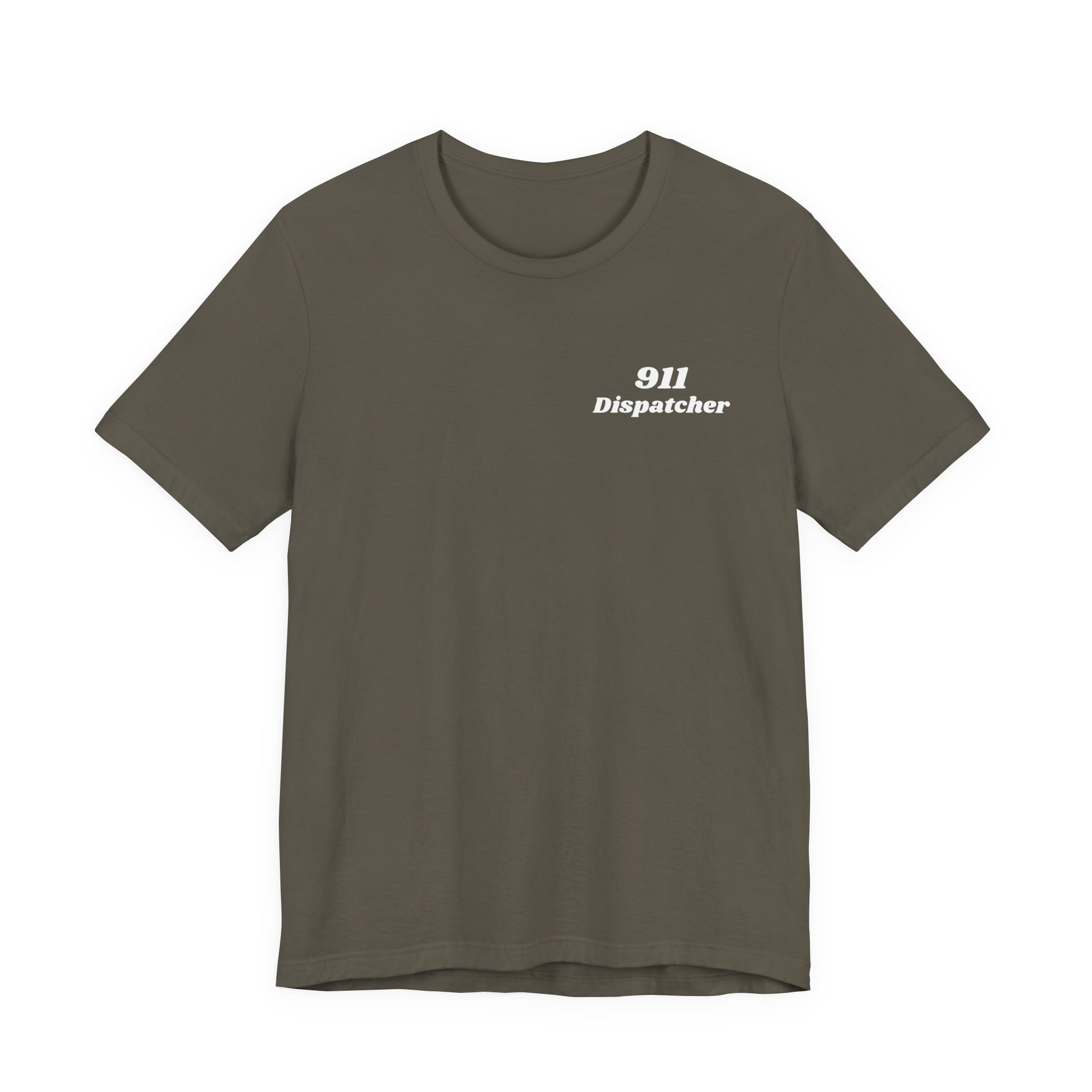Army t-shirt with '911 Dispatcher' text on a white background
