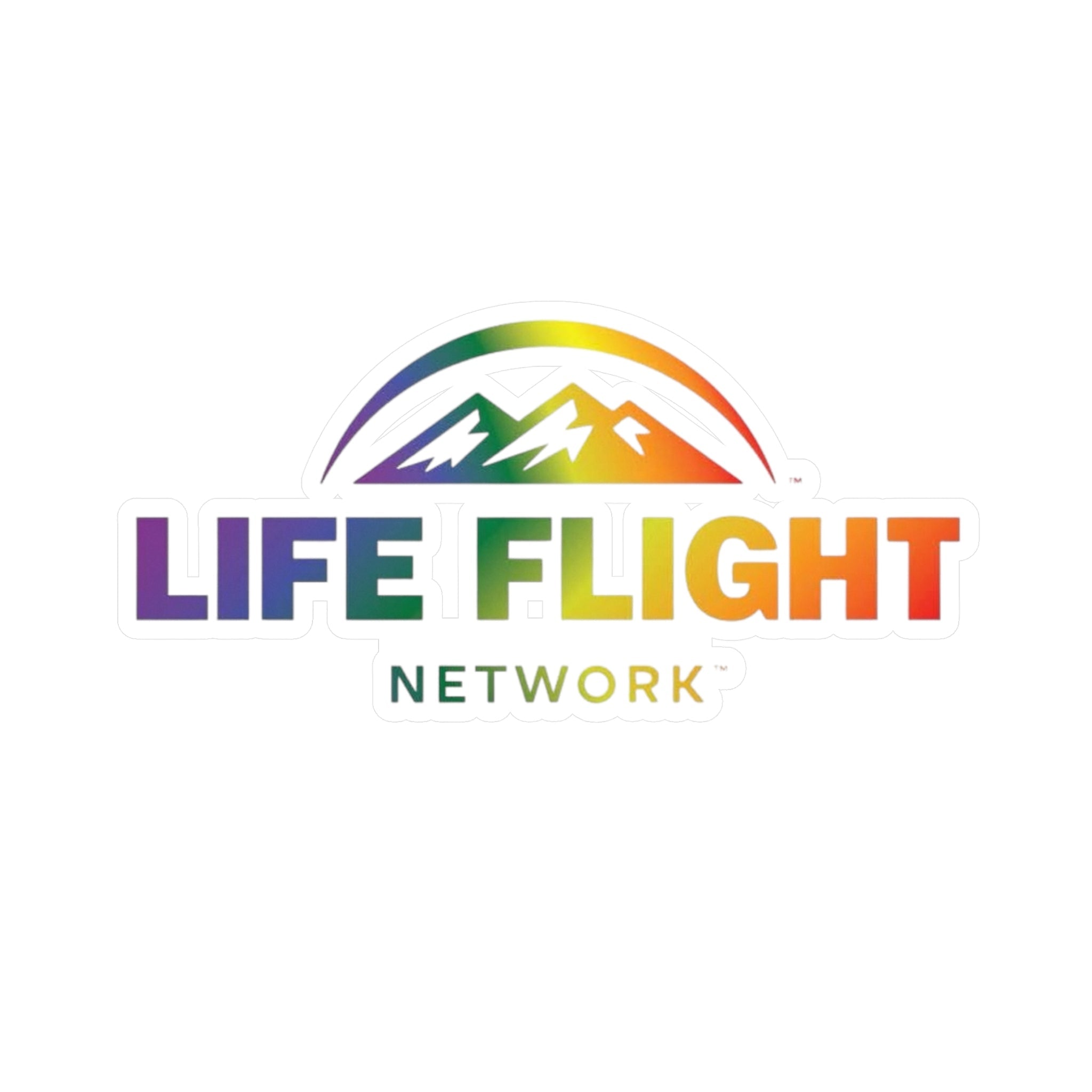 Life Flight Network logo with rainbow colors on a white background