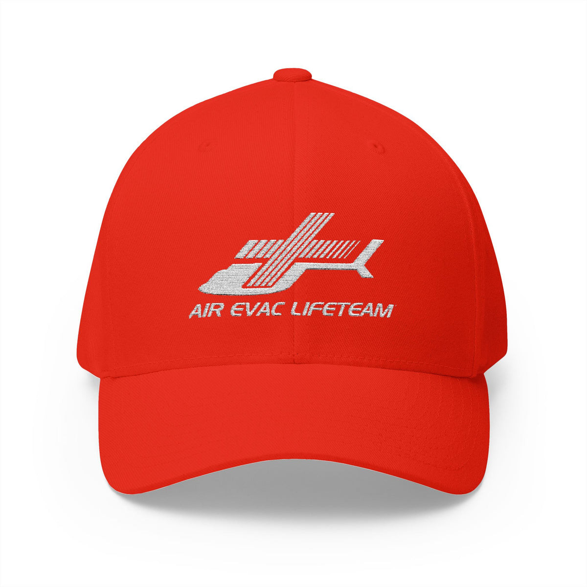 White Embroidered Air Evac Closed-Back Flexfit Hat