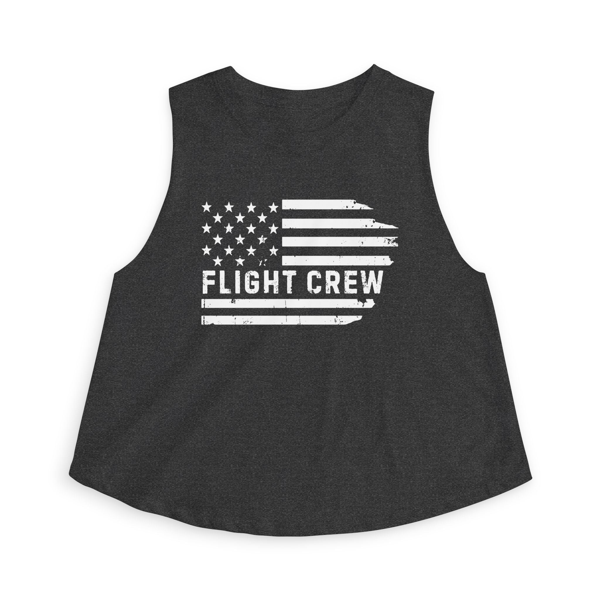 Distressed Flag "Flight Crew" Women's Crop Tank