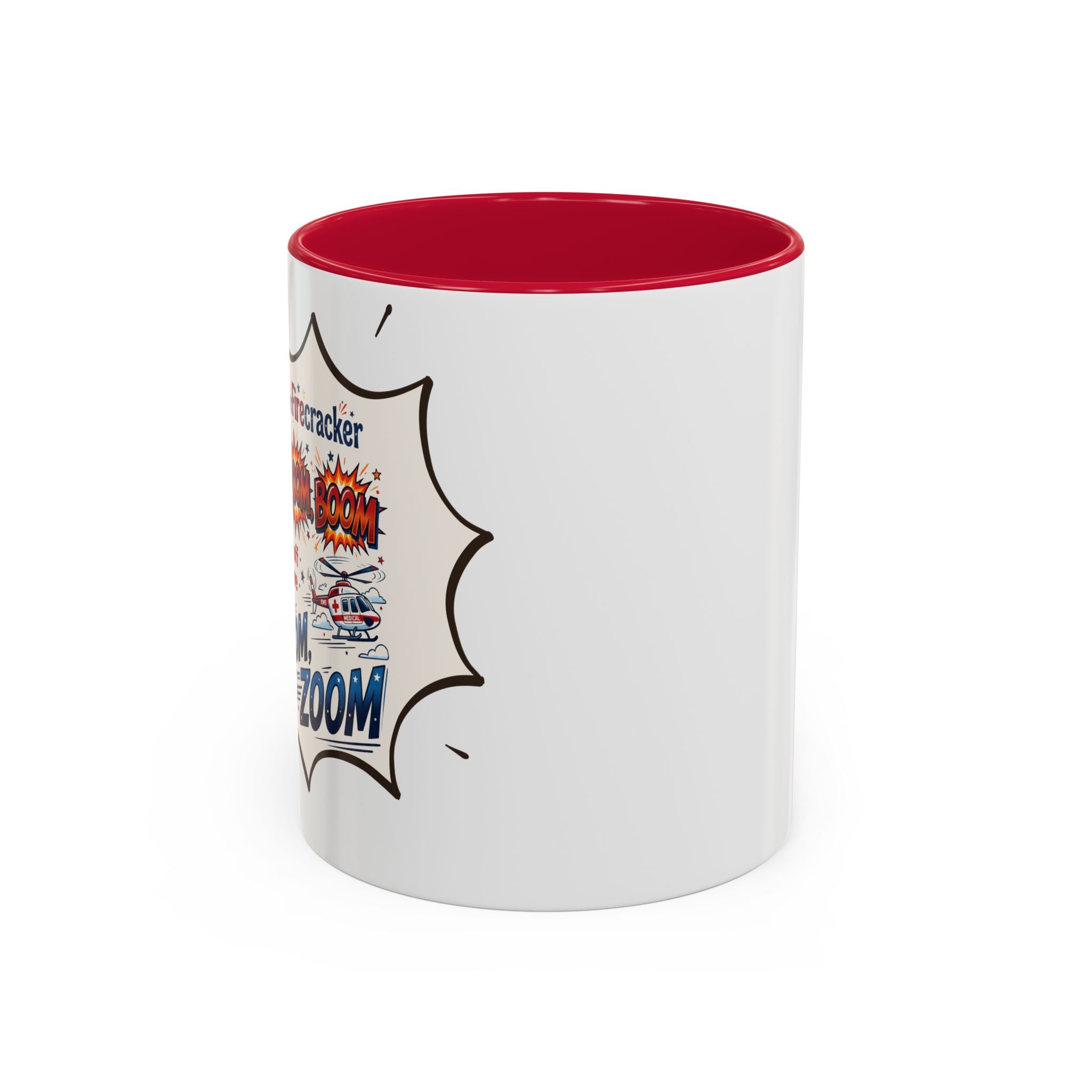 "Zoom Zoom Zoom" Comic Style Color Accent Mug