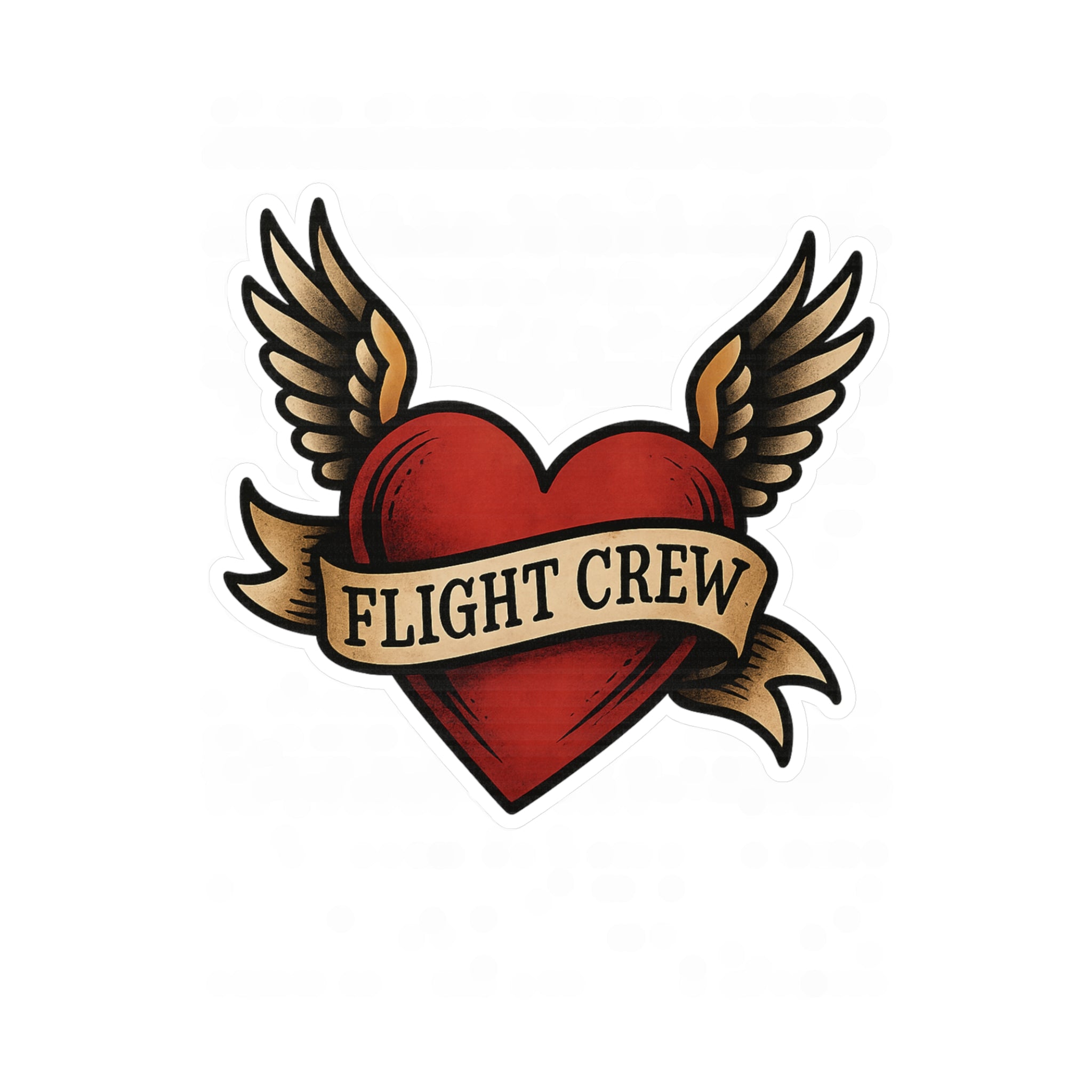 Sticker graphic of a Heart with wings and 'FLIGHT CREW' banner on a white background