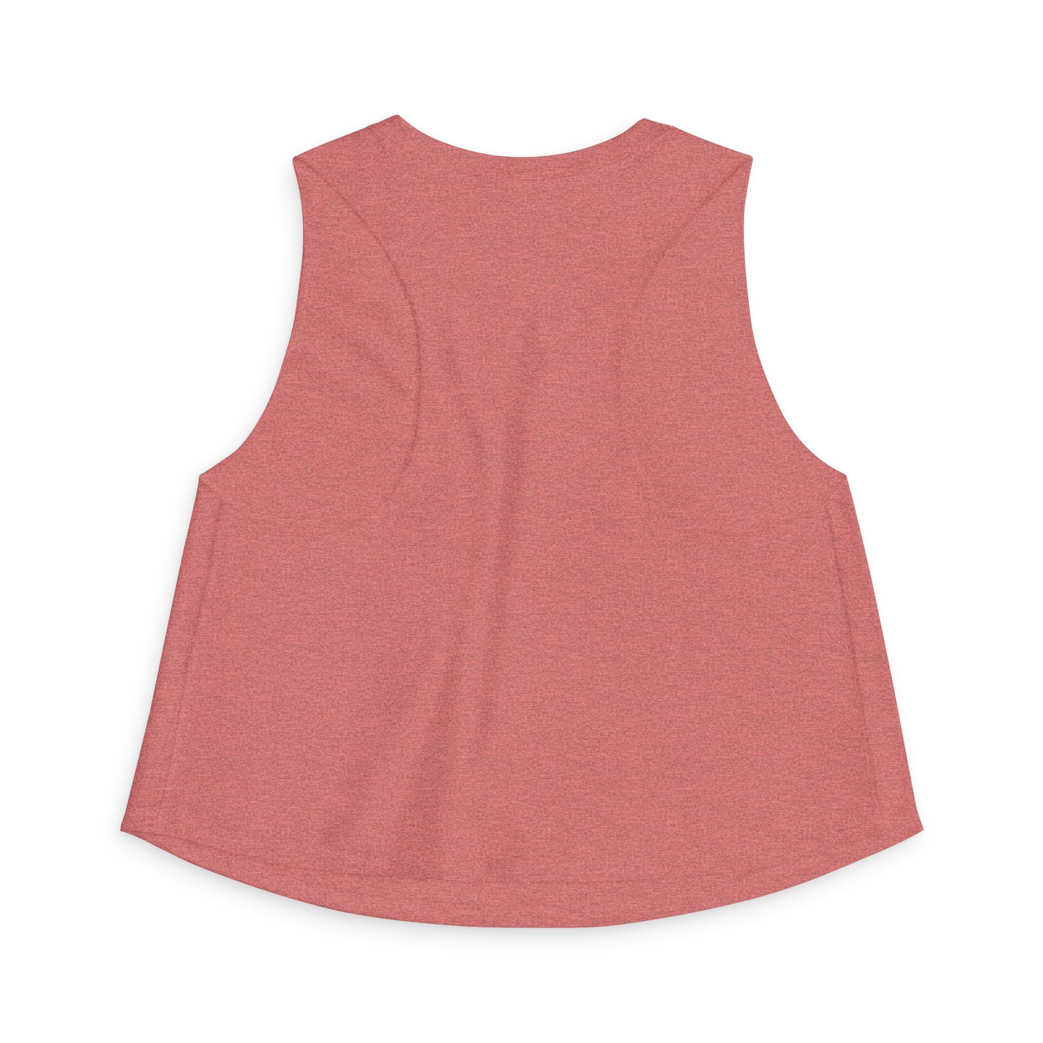 Back view of a pink sleeveless top on a white background