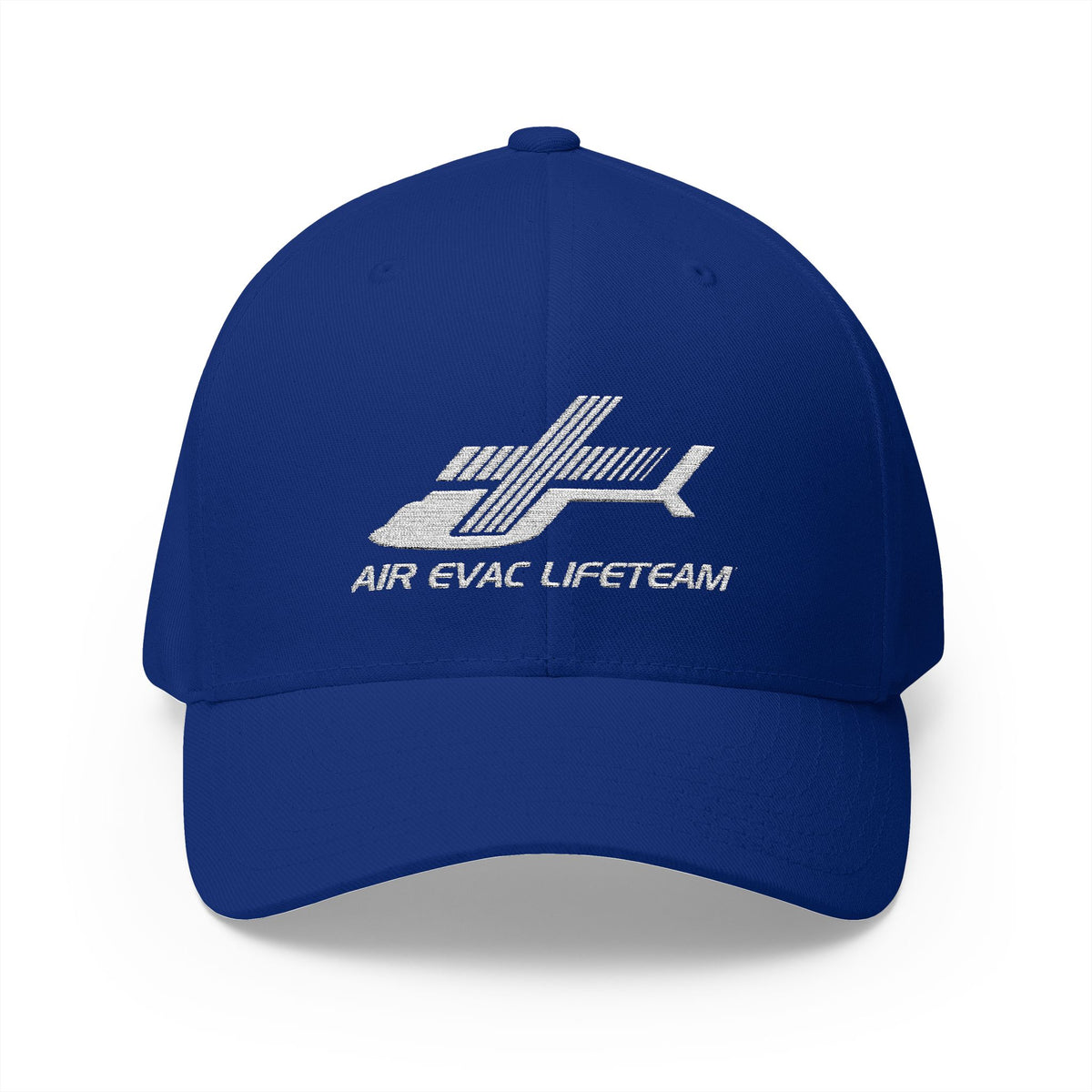White Embroidered Air Evac Closed-Back Flexfit Hat