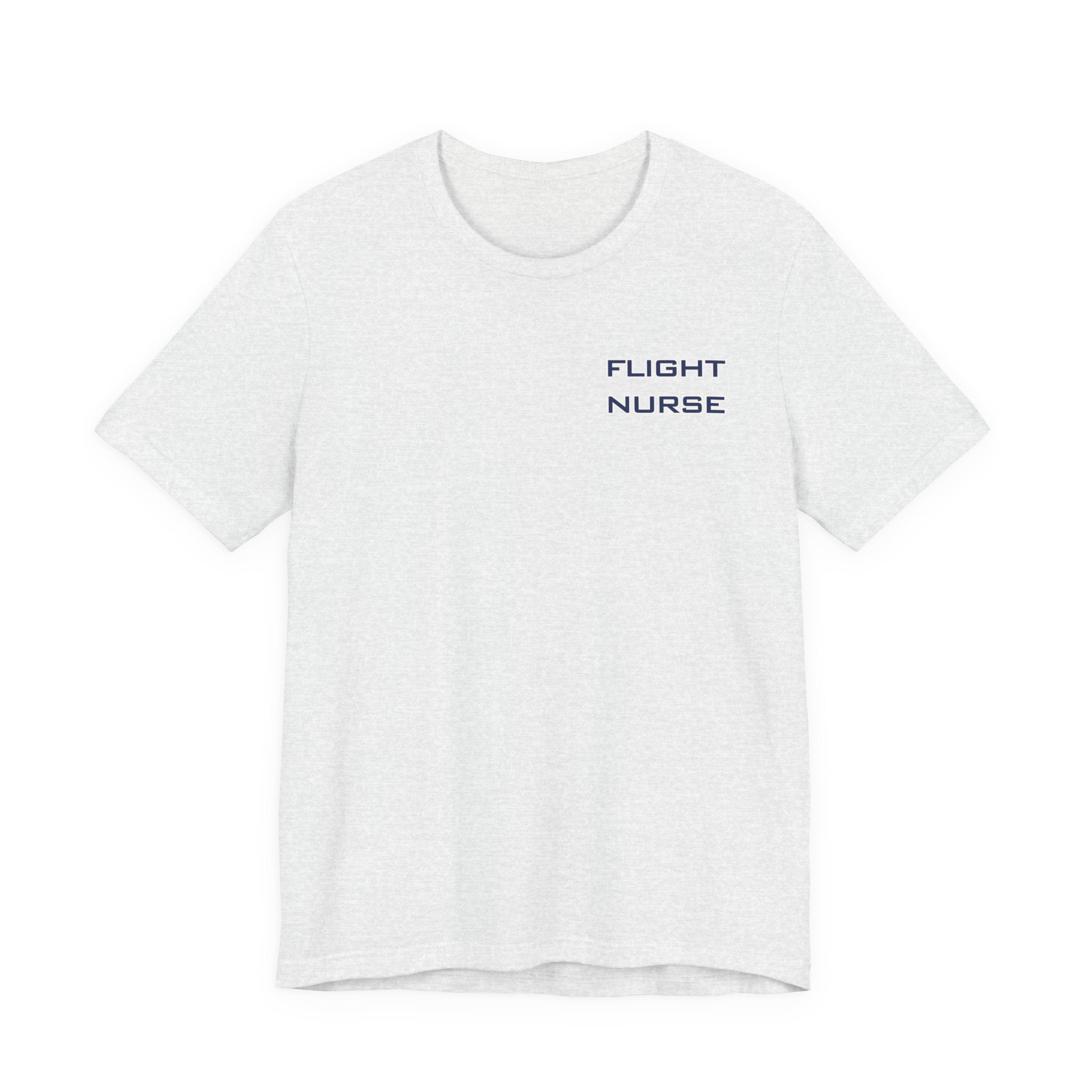 White t-shirt with text 'Flight Nurse' on the left chest by Rotor Wash & Wear