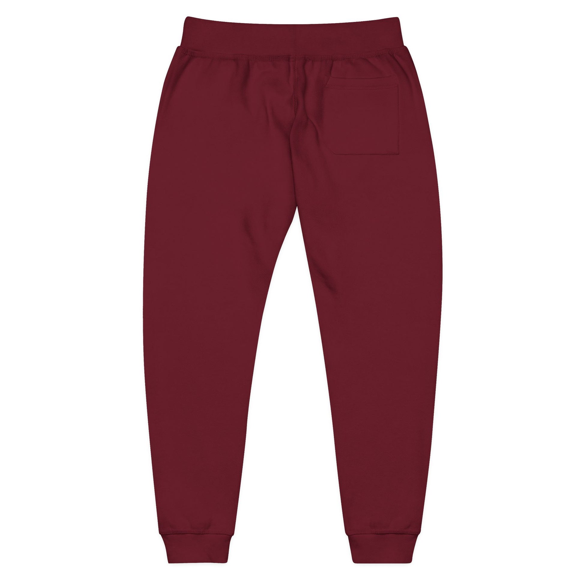 Maroon sweatpants on a white background
