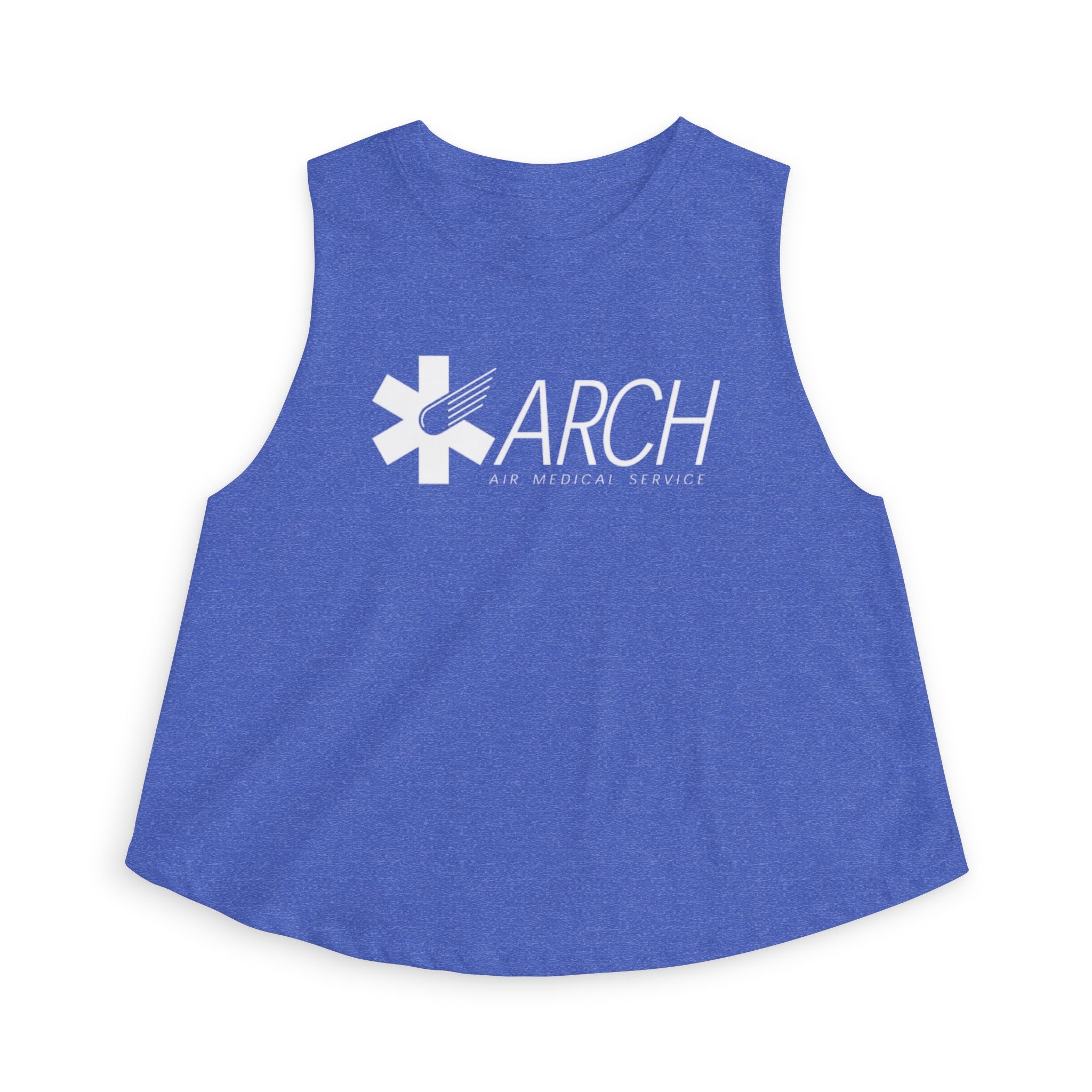 Blue sleeveless shirt with ARCH by Air Methods logo by Rotor Wash & Wear