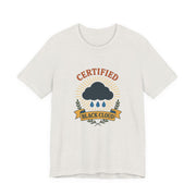 White t-shirt with 'Certified Black Cloud' graphic design on a white background