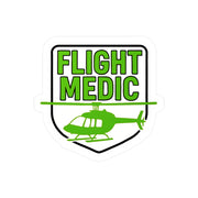Green, white, and black sticker with 'FLIGHT MEDIC' text and a helicopter on a white background
