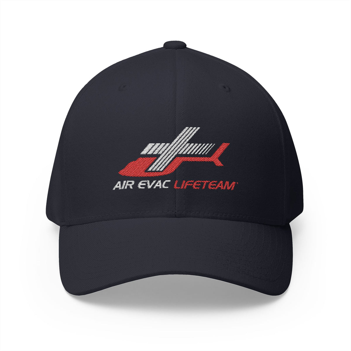 Red and White Air Evac Logo Closed-Back Flexfit Hat