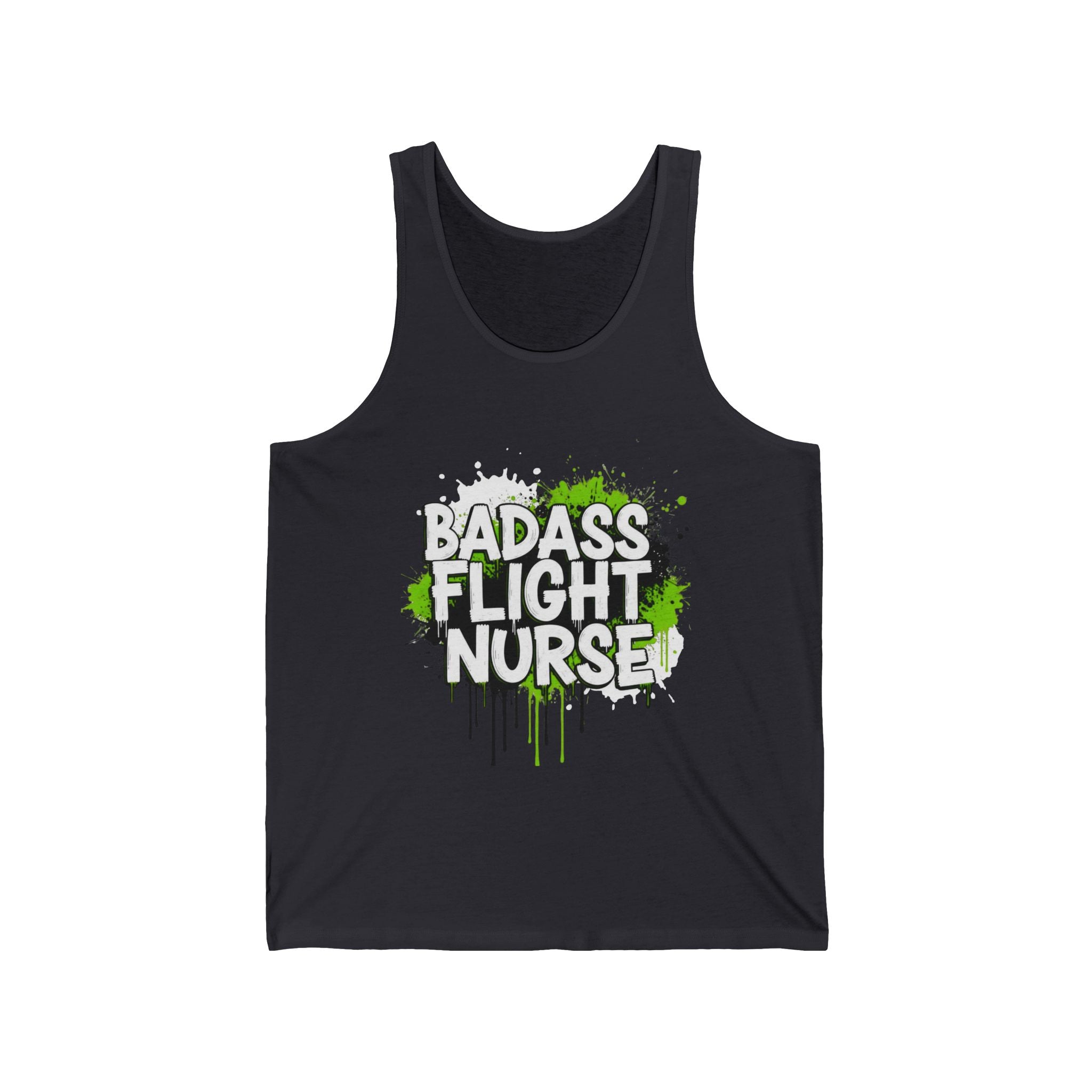 Lime Green Badass Flight Nurse Graffiti Tank