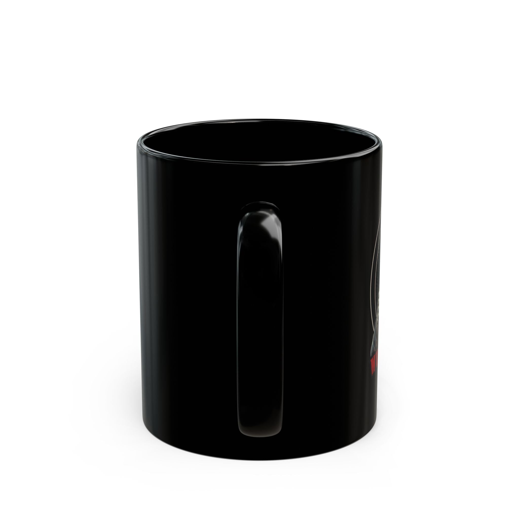 Black mug on a white background