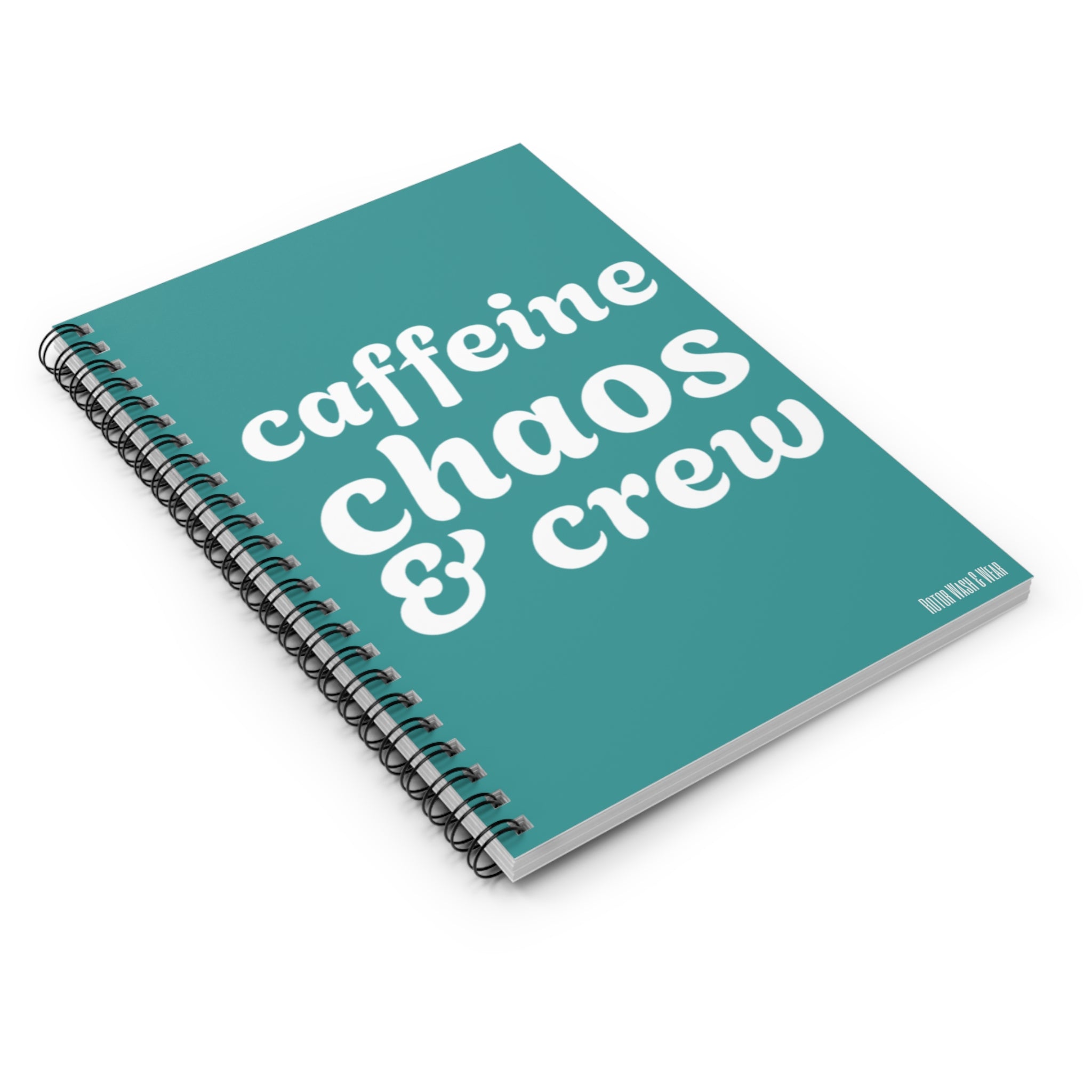 "Caffeine, Chaos, and Crew" Pocket Spiral Notebook