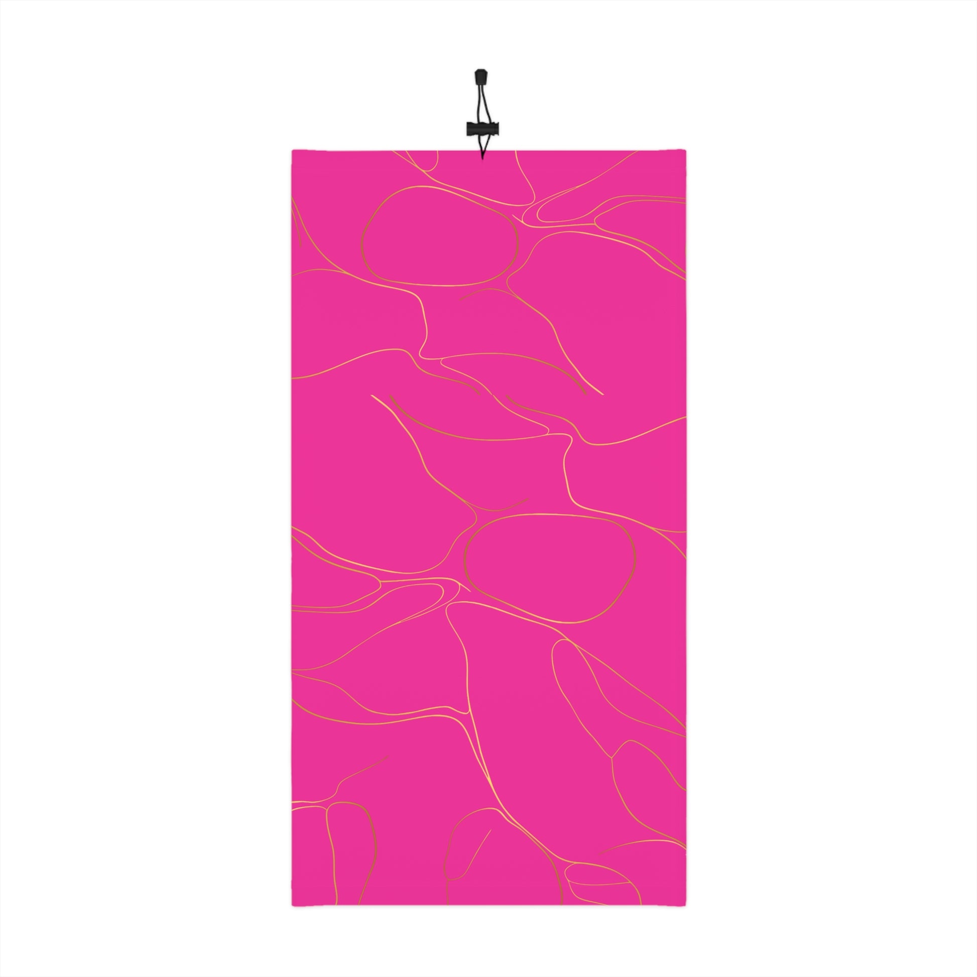 Hot pink neck gaiter with gold piping pattern by Rotor Wash & Wear