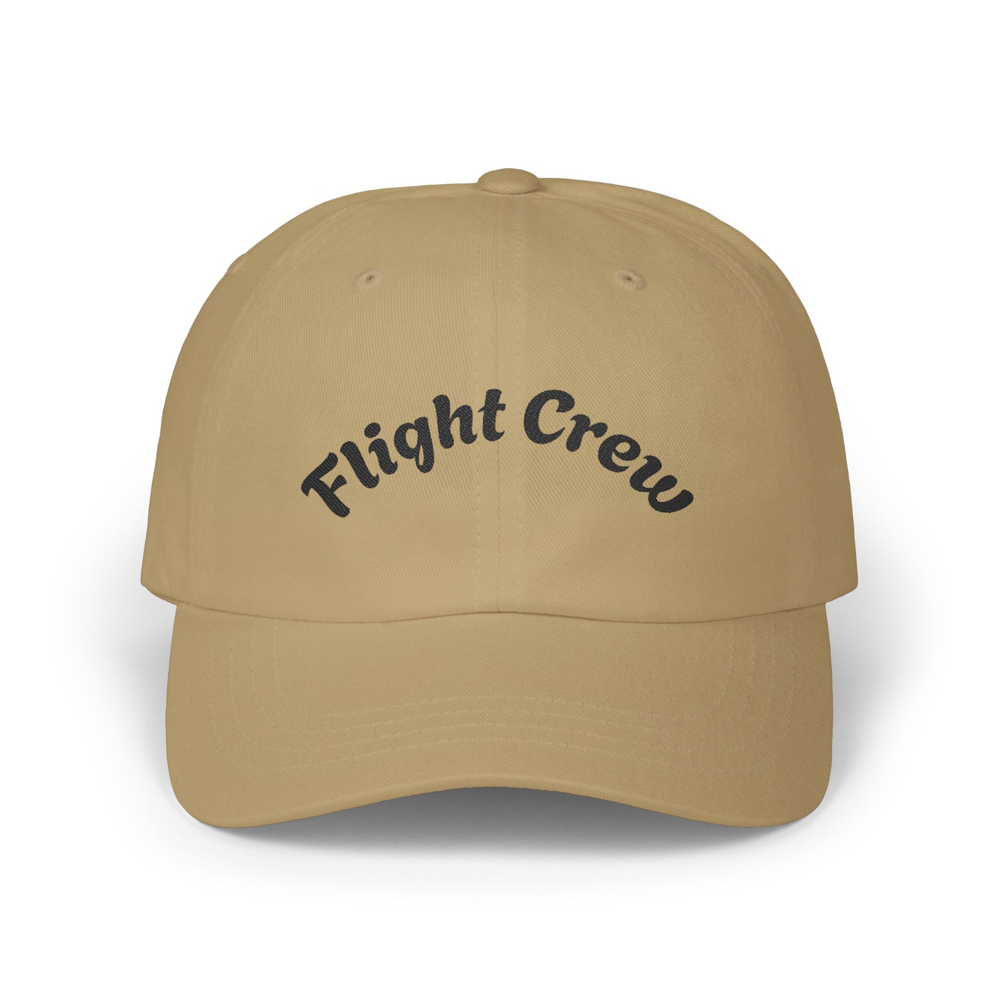 Beige cap with 'Flight Crew' text on a white background