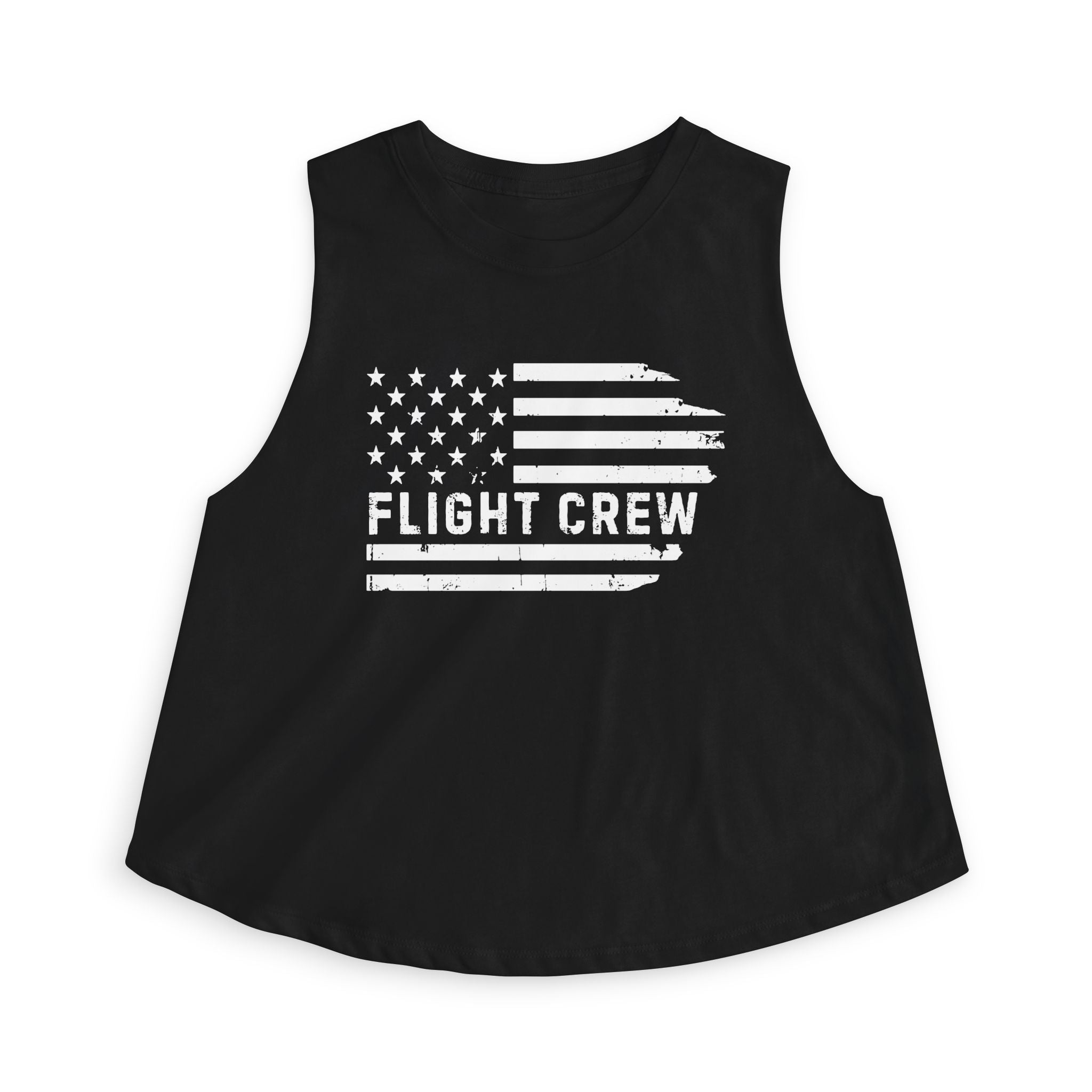 Distressed Flag "Flight Crew" Women's Crop Tank