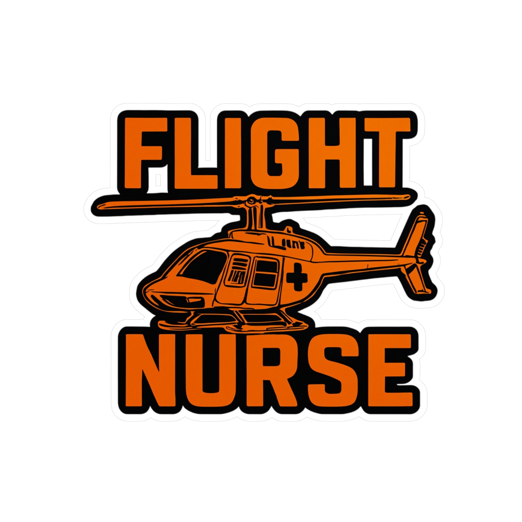 Logo with helicopter silhouette and 'Flight Nurse' text in orange on a white background