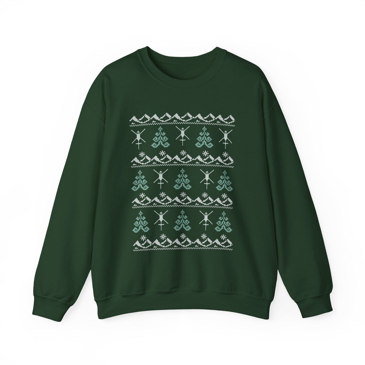 "Christmas Trees & Rotor Wash" Ugly Holiday Crewneck Sweatshirt