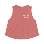 Pink sleeveless shirt with 'Flight Crew Sanchez' text by Rotor Wash & Wear