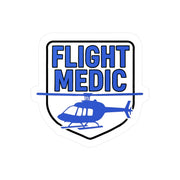 Blue. white, and black sticker with 'FLIGHT MEDIC' text and a helicopter on a white background