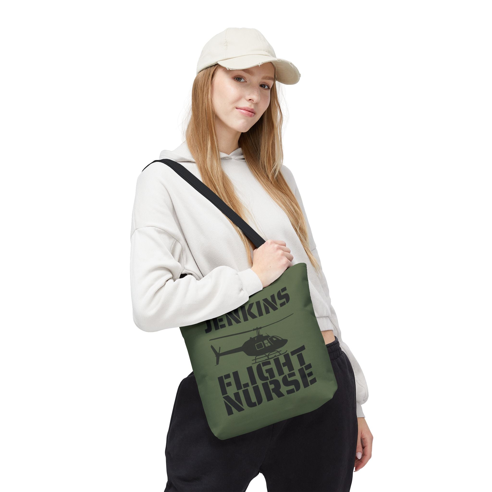 Custom Military Green Flight Nurse Tote Bag