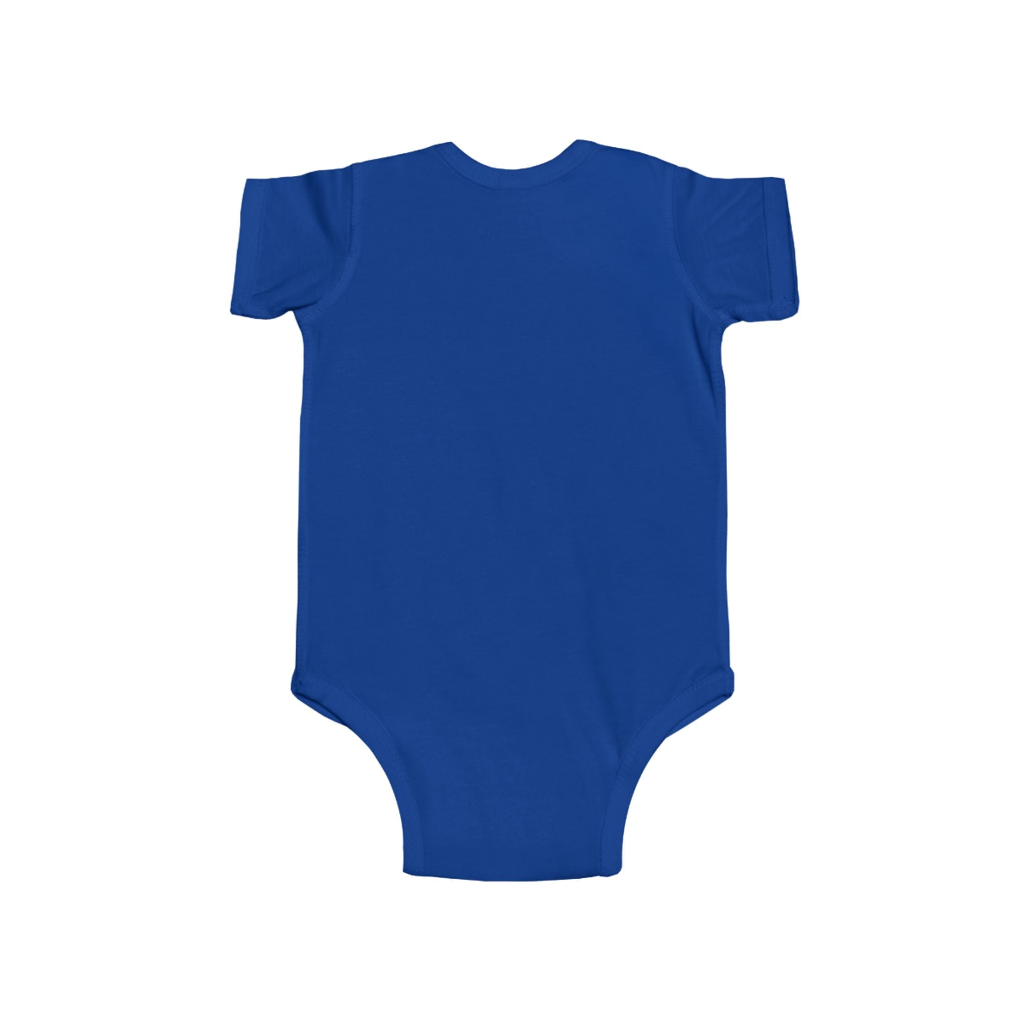 Blue baby onesie on a white background