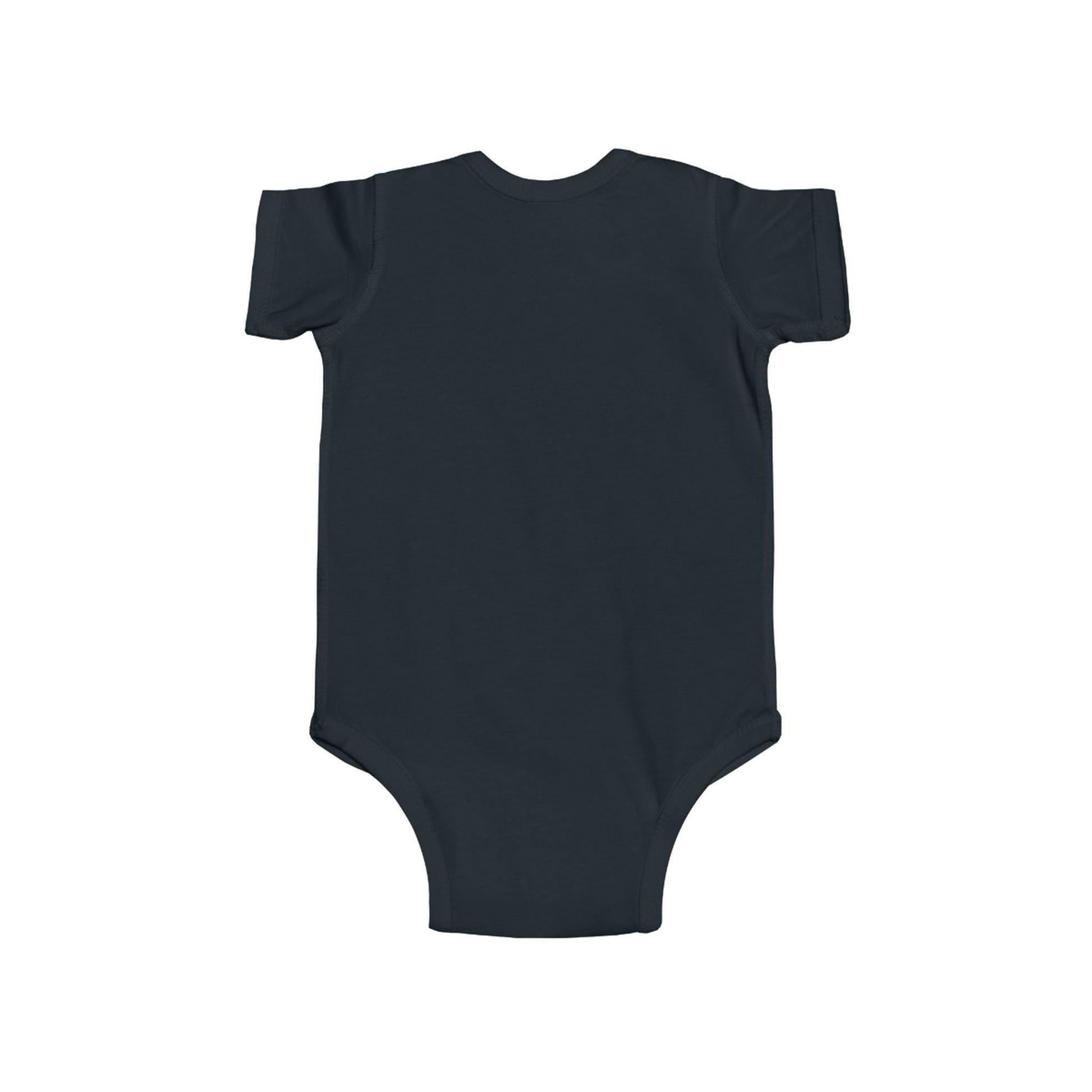 Black baby onesie on a white background