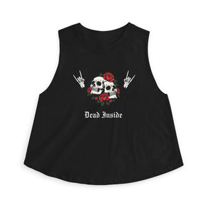 "Dead Inside" Skull & Roses Women's Crop Tank