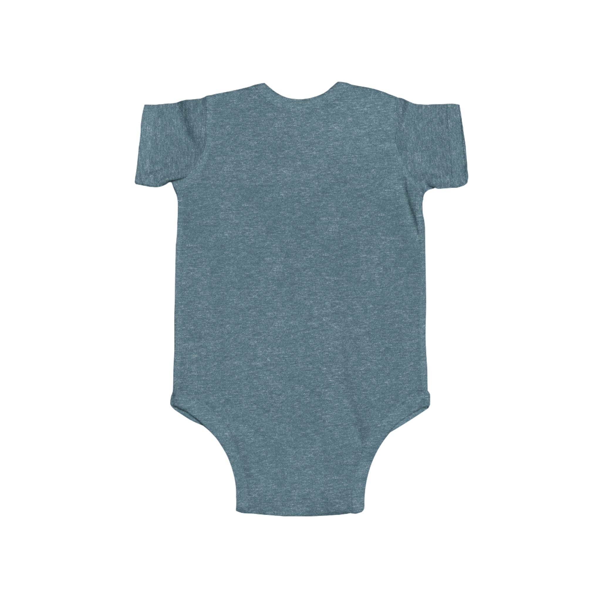 Blue baby onesie on a white background