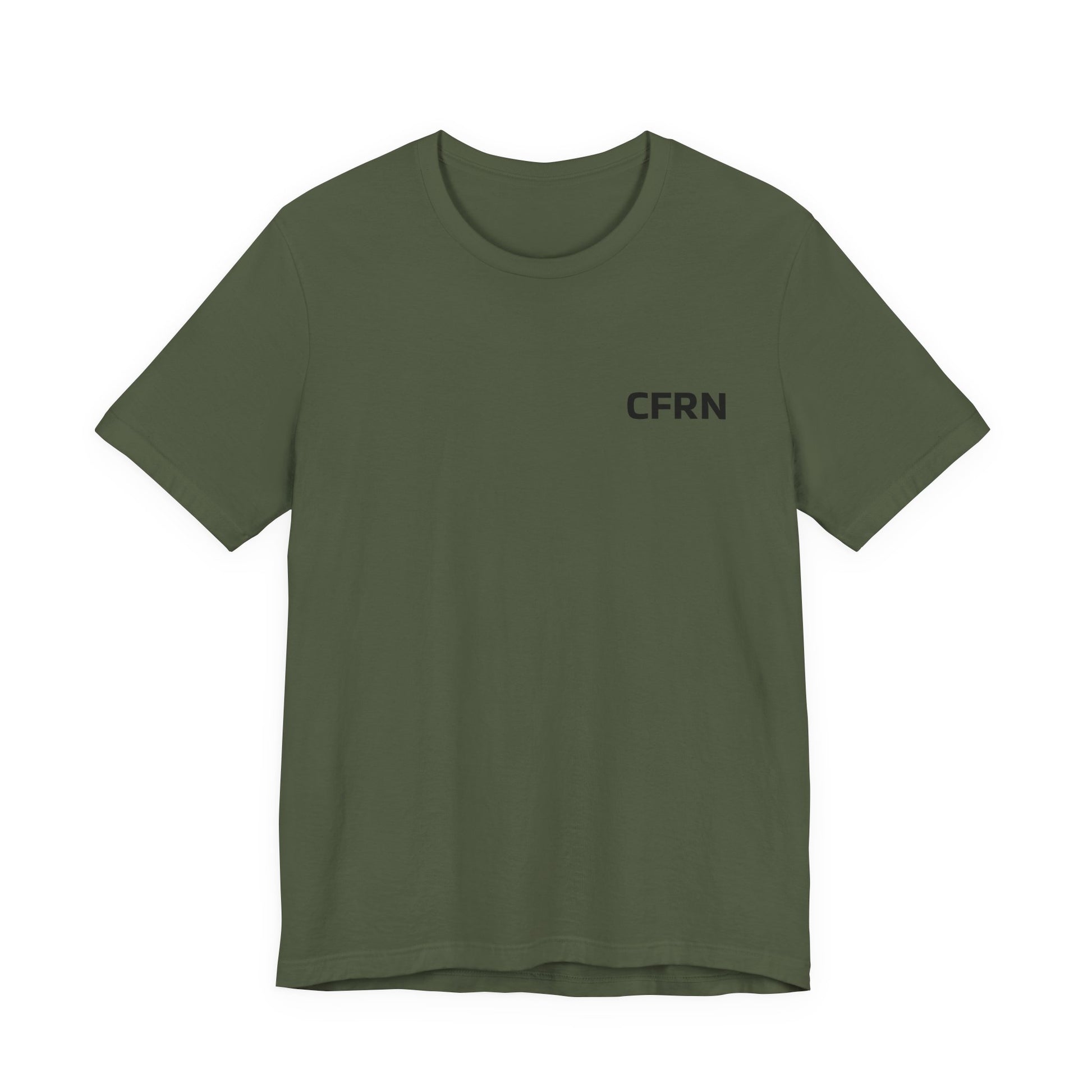 Green t-shirt with 'CFRN' logo on a white background
