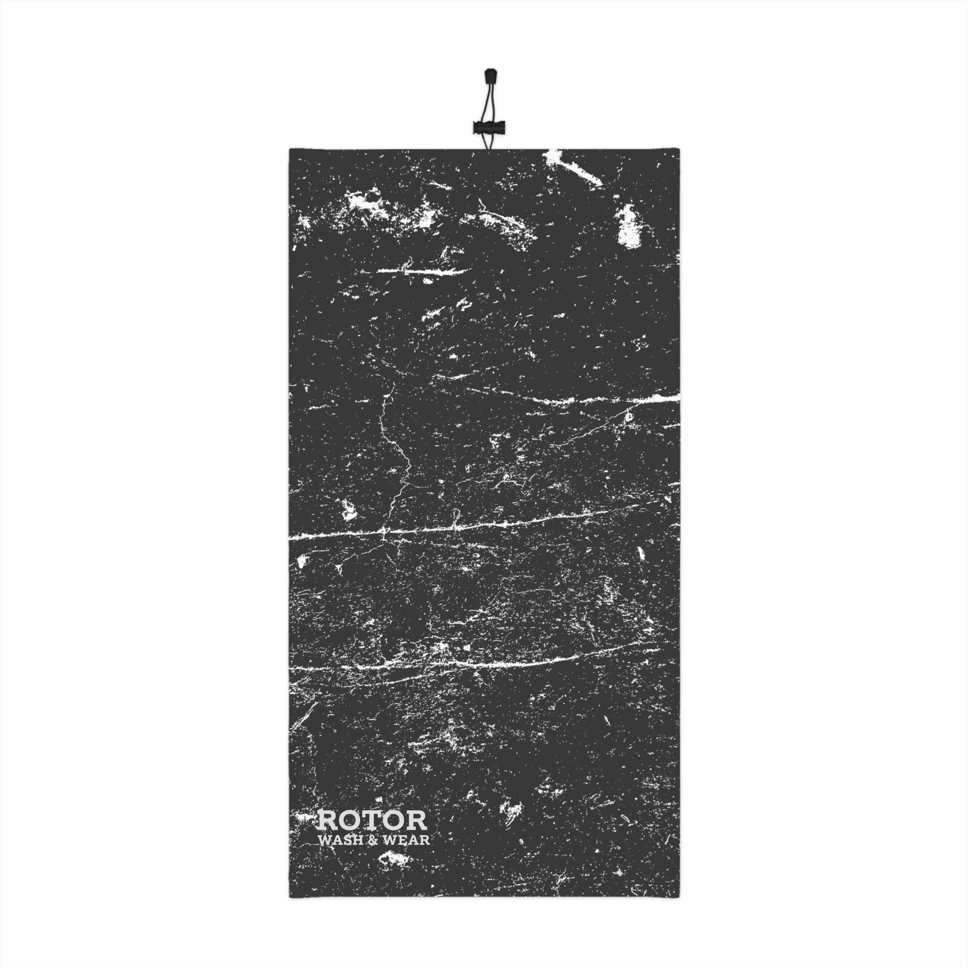 Black and white distressed patterned neck gaiter by Rotor Wash & Wear