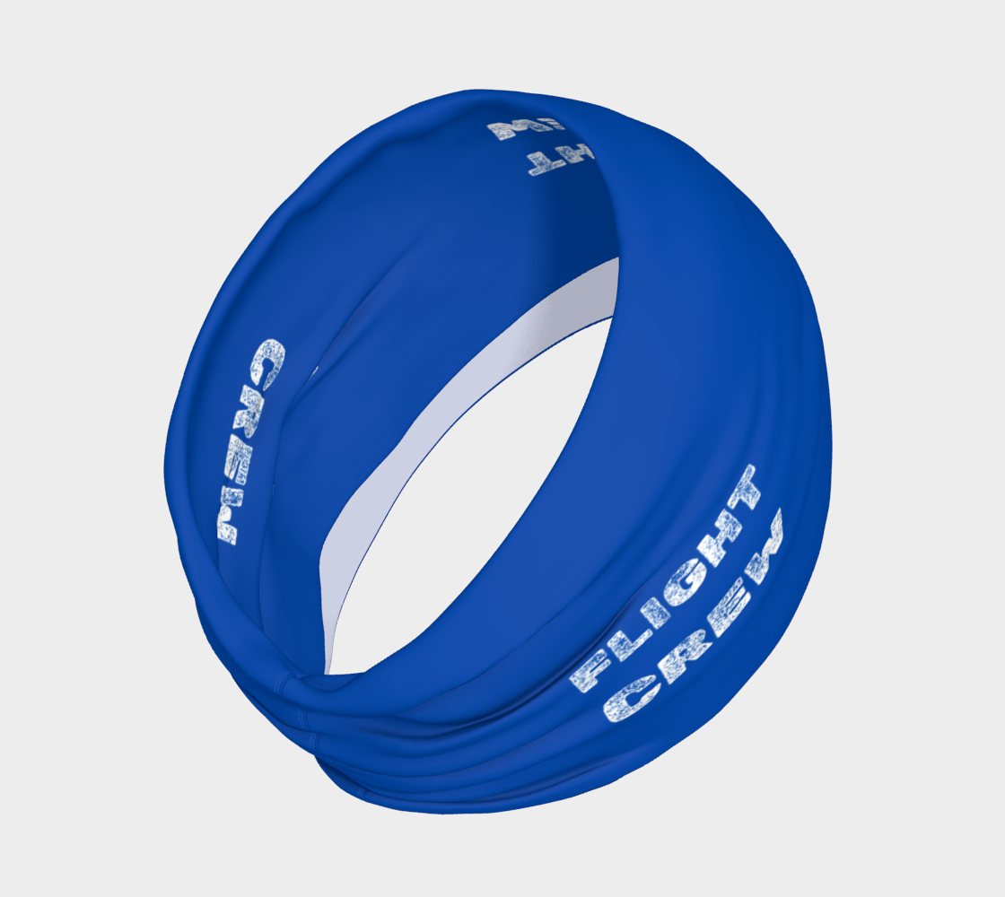 Blue headband with 'FLIGHT CREW' text on a light gray background