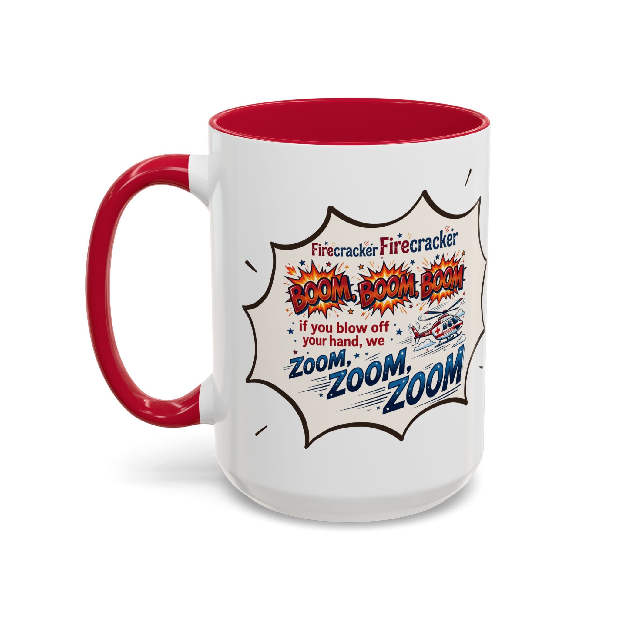 "Zoom Zoom Zoom" Comic Style Color Accent Mug