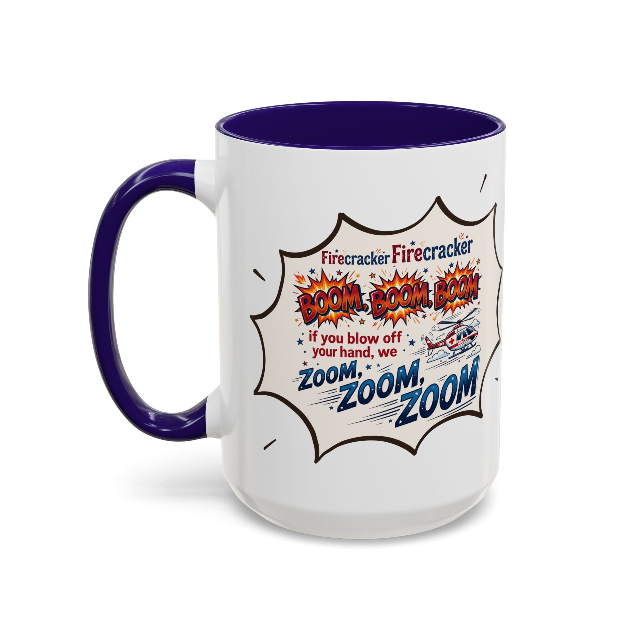 "Zoom Zoom Zoom" Comic Style Color Accent Mug